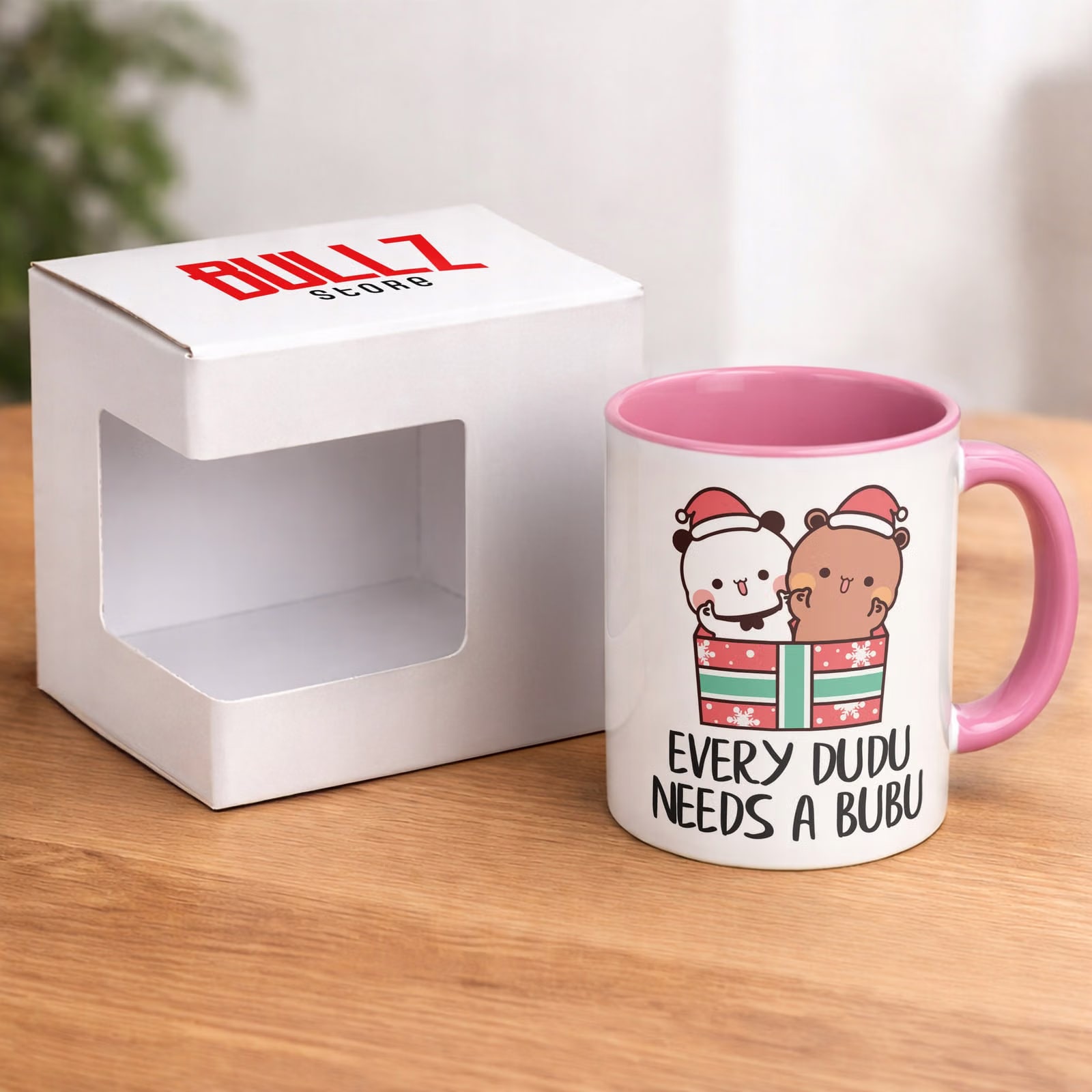Kubek Różowy Boże Narodzenie Mikołajki Święta Bubu i Dudu Prezent