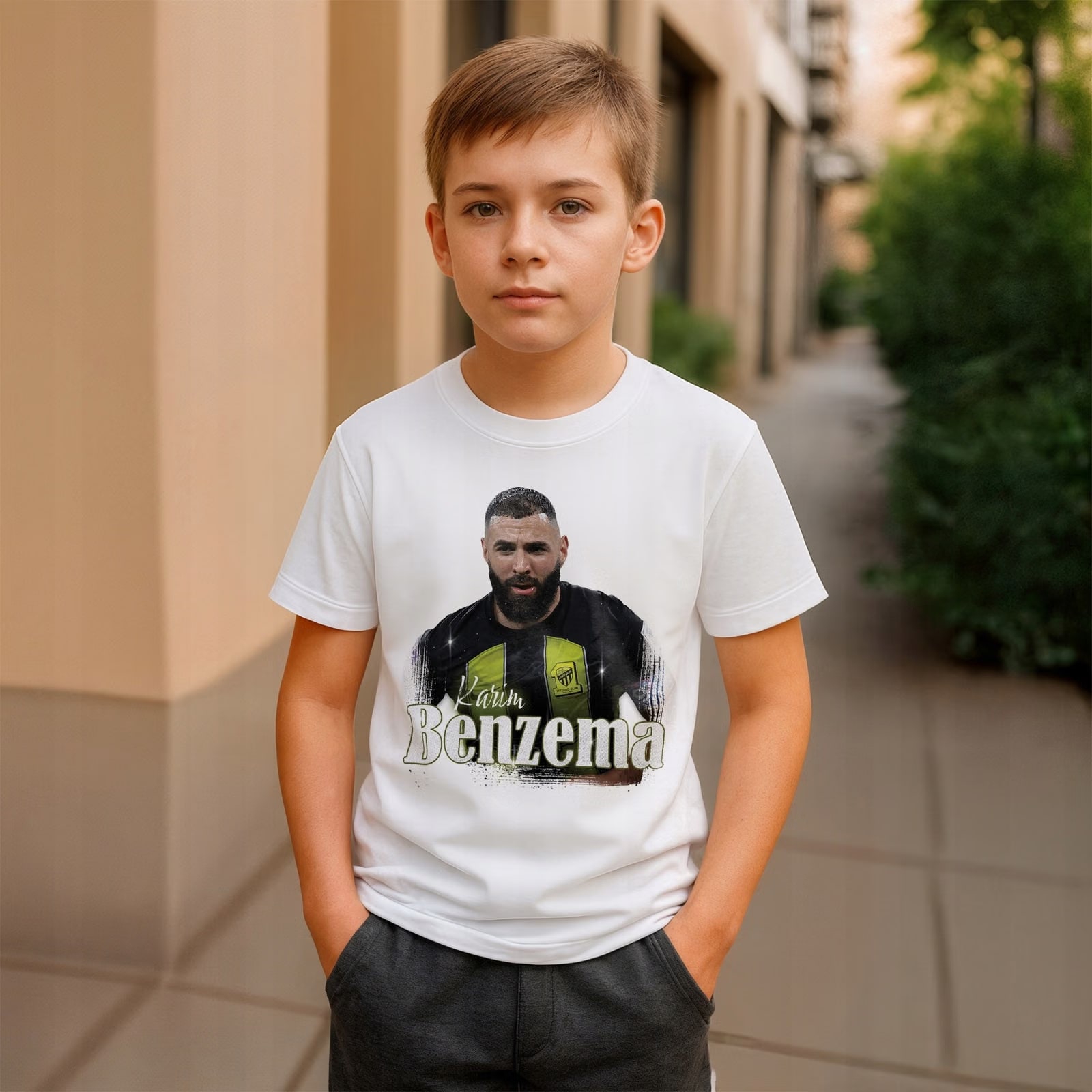 Koszulka biała dziecięca Karim Benzema dla kibiców Al-Ittihad r. 128