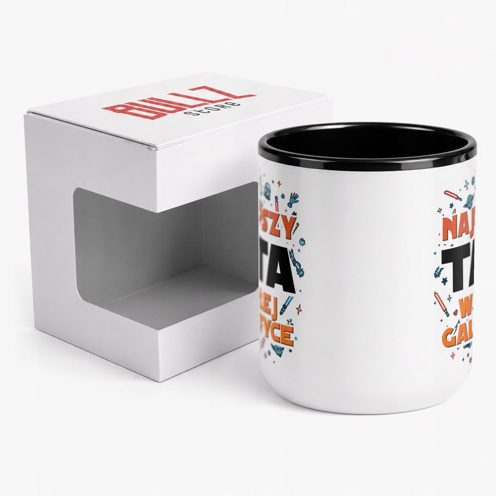 Kubek z nadrukiem Premium Czarny Dla Taty Dzień Ojca Upominek Prezent