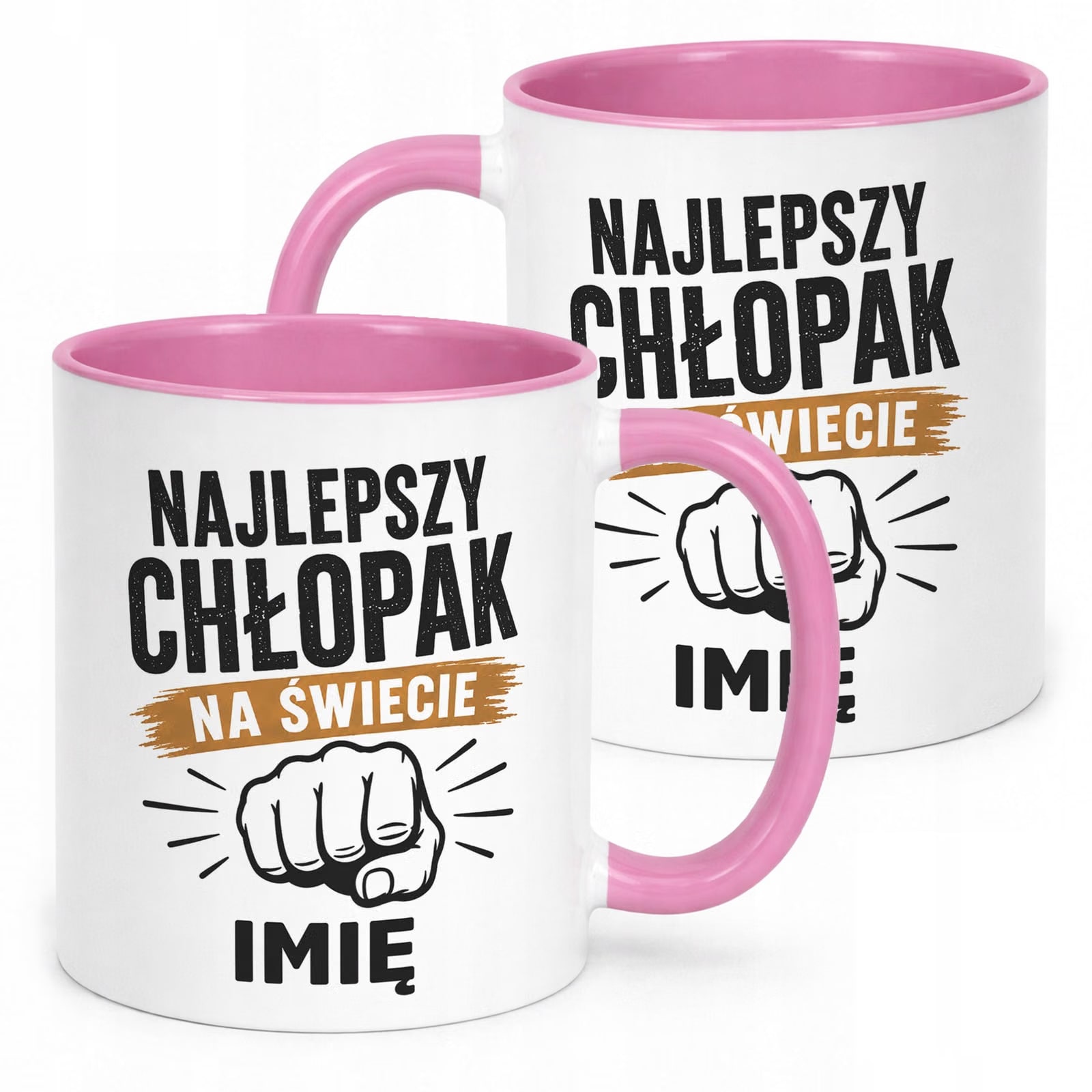 Różowy Kubek personalizowany z nadrukiem Dzień Chłopaka Mężczyzny Prezent