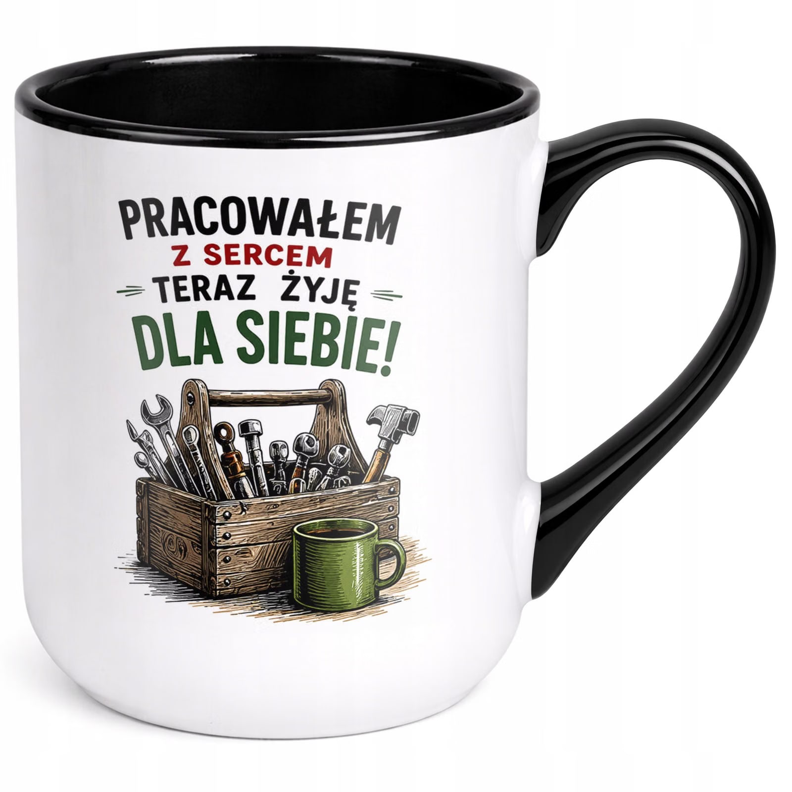 Kubek z nadrukiem Premium Czarny Emerytura Dla Emeryta Upominek Prezent