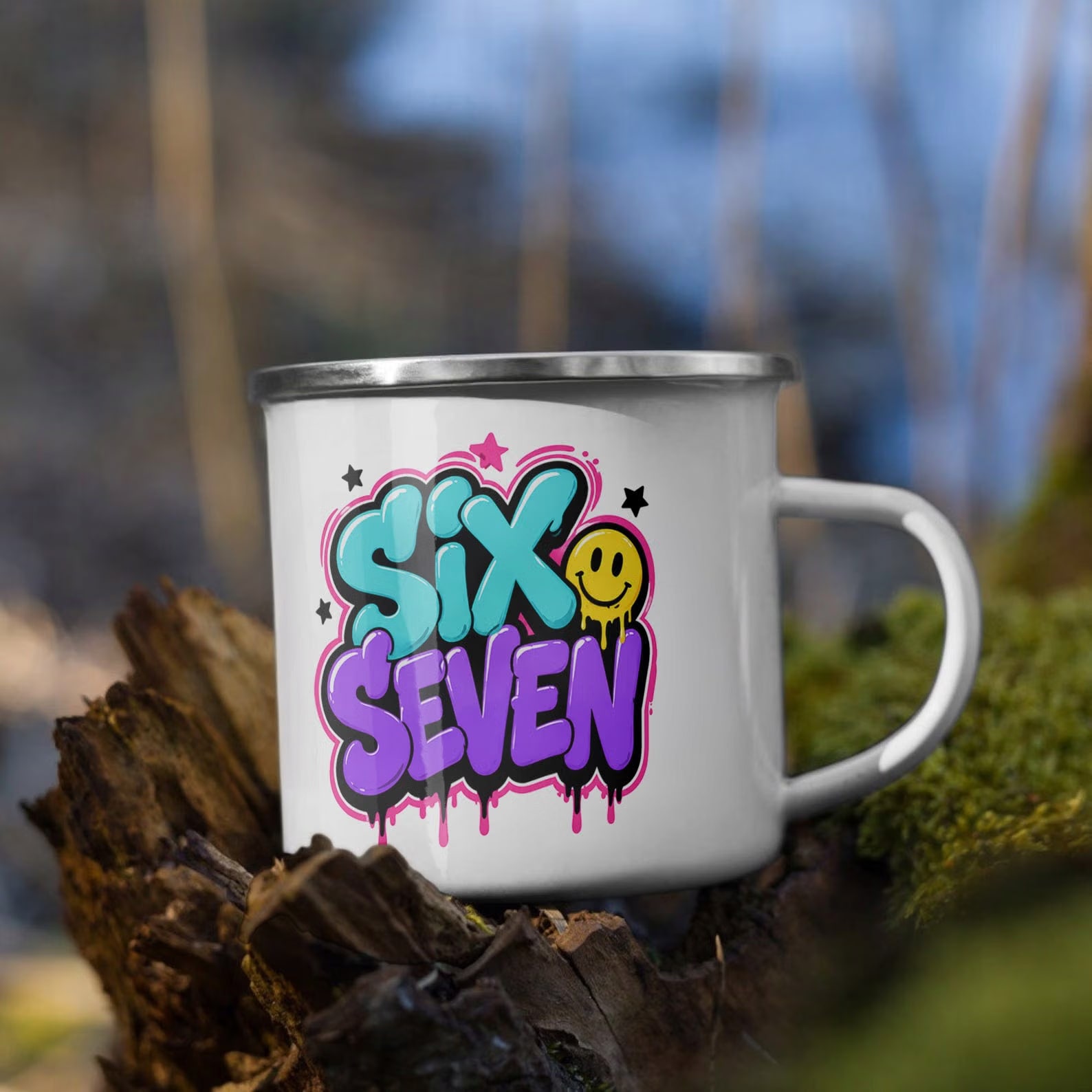 Zestaw Kubek Emaliowany Poduszka Z Nadrukiem SIX SEVEN Prezent