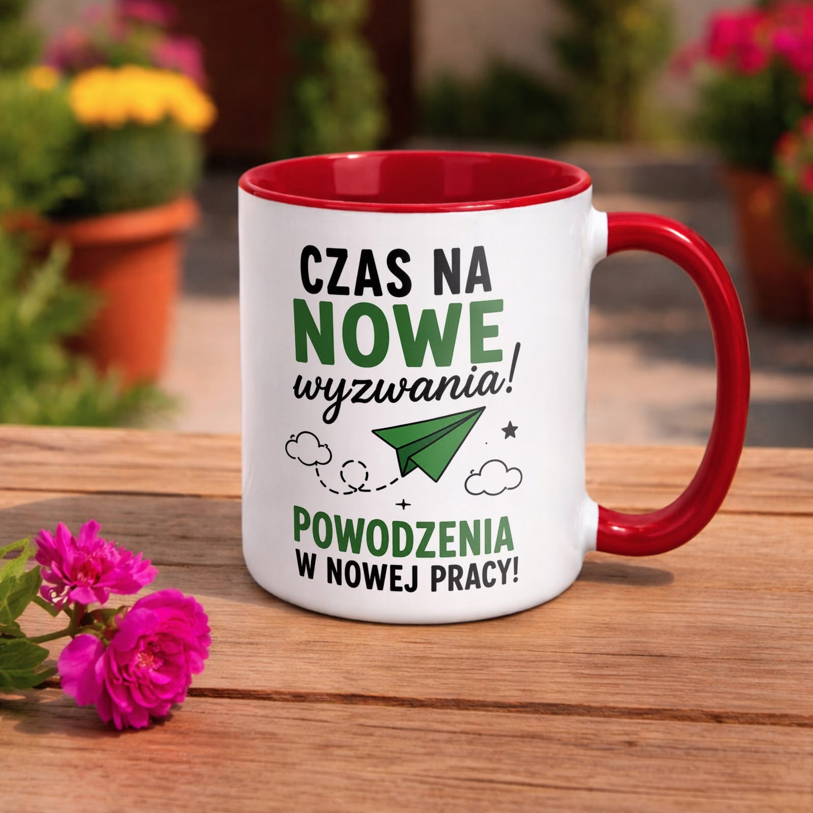 Kubek Czerwony z nadrukiem Pożegnanie Odejście z Pracy Upominek Prezent
