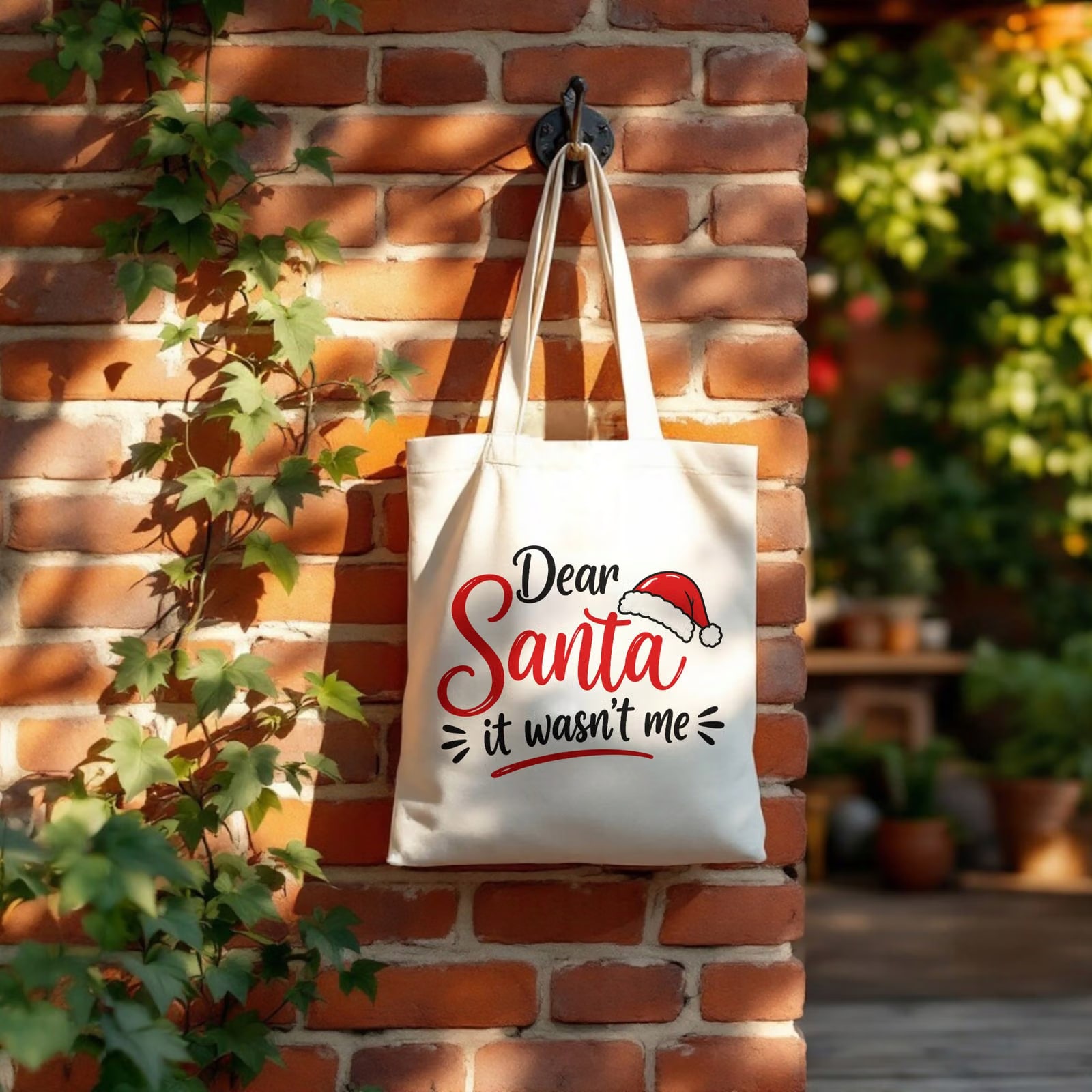Torba shopper bawełniana świąteczna na zakupy z nadrukiem prezent