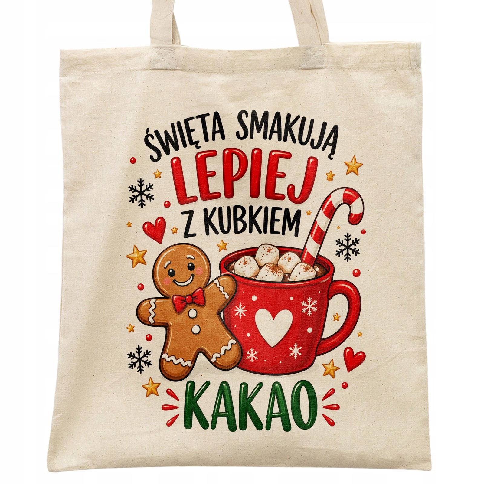 Torba shopper bawełniana świąteczna mikołajki z nadrukiem prezent