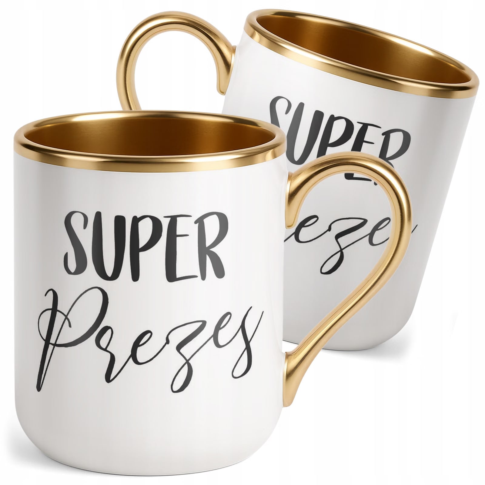 Kubek Premium Złoty Super Prezes Praca Prezent Upominek