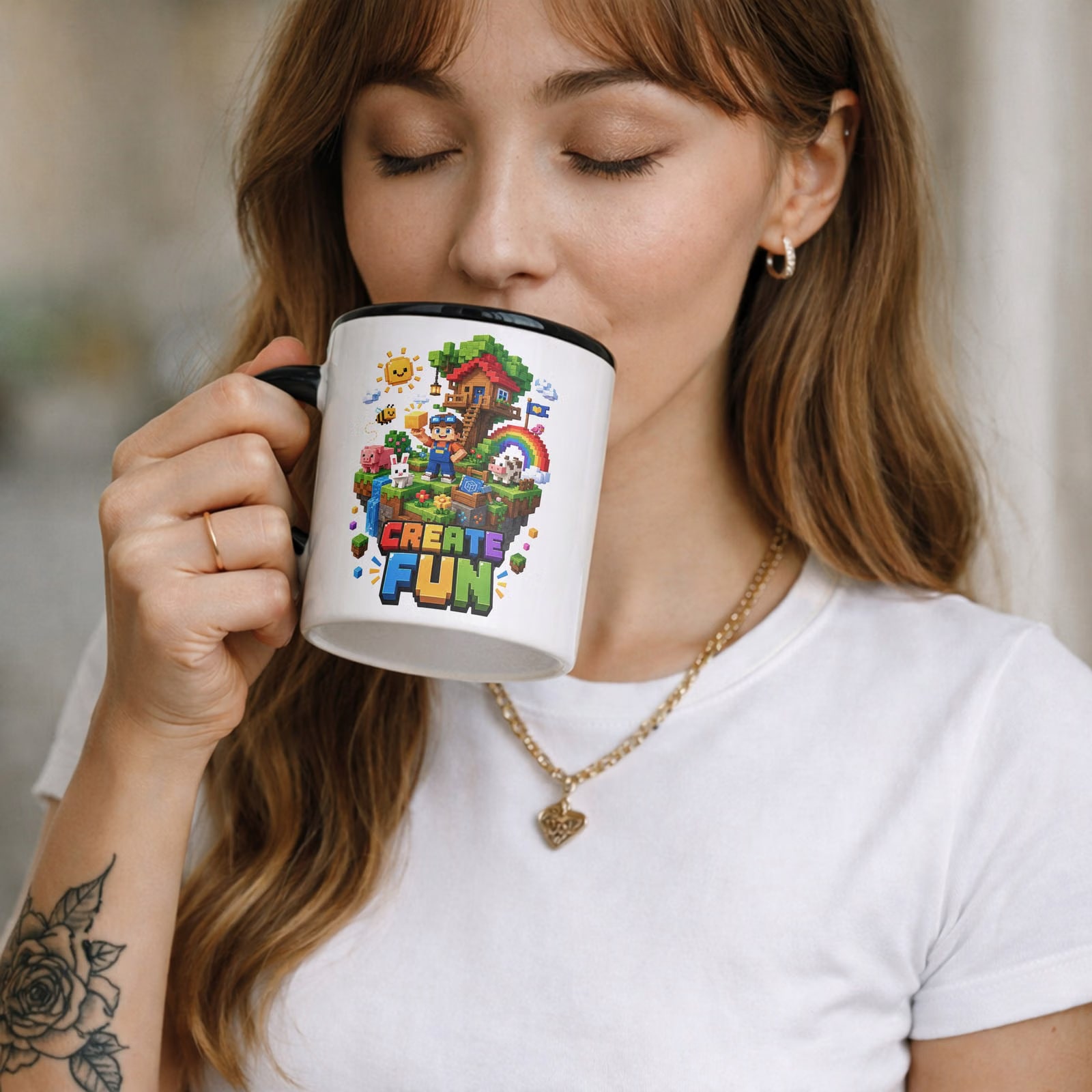 Zestaw Kubek Czarny Podkładka pod mysz z nadrukiem gra Create Fun