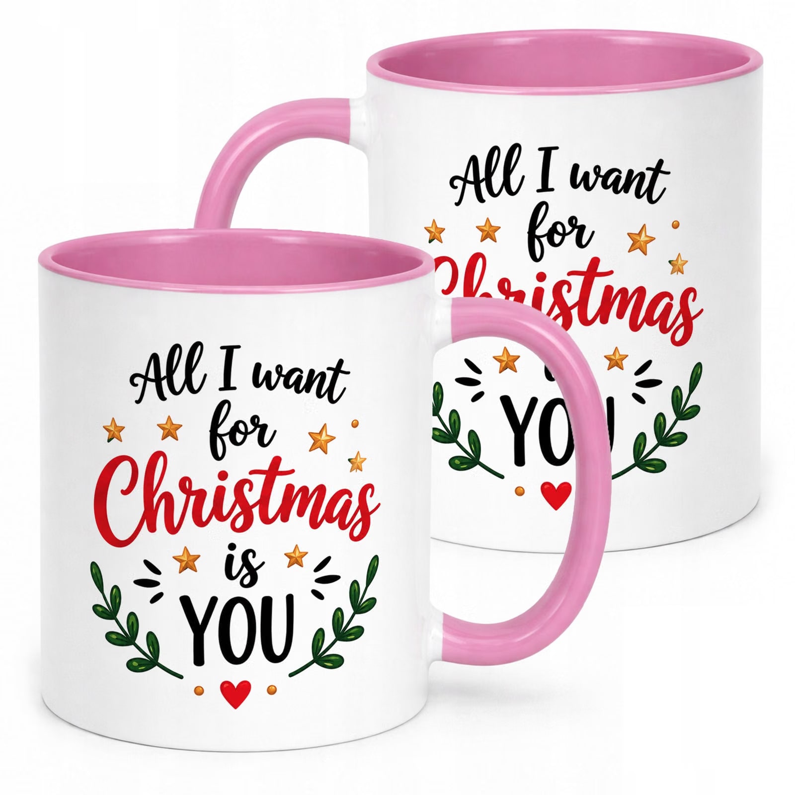 Kubek Różowy z Nadrukiem Boże Narodzenie Mikołajki Święta Christmas Prezent