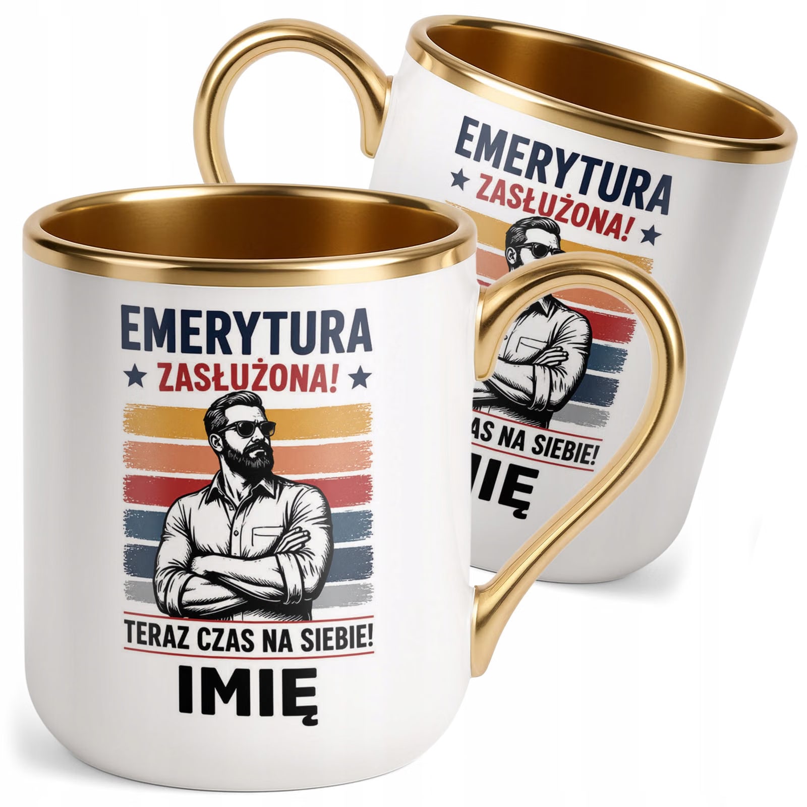 Kubek Personalizowany z nadrukiem Premium Złoty Emerytura Prezent