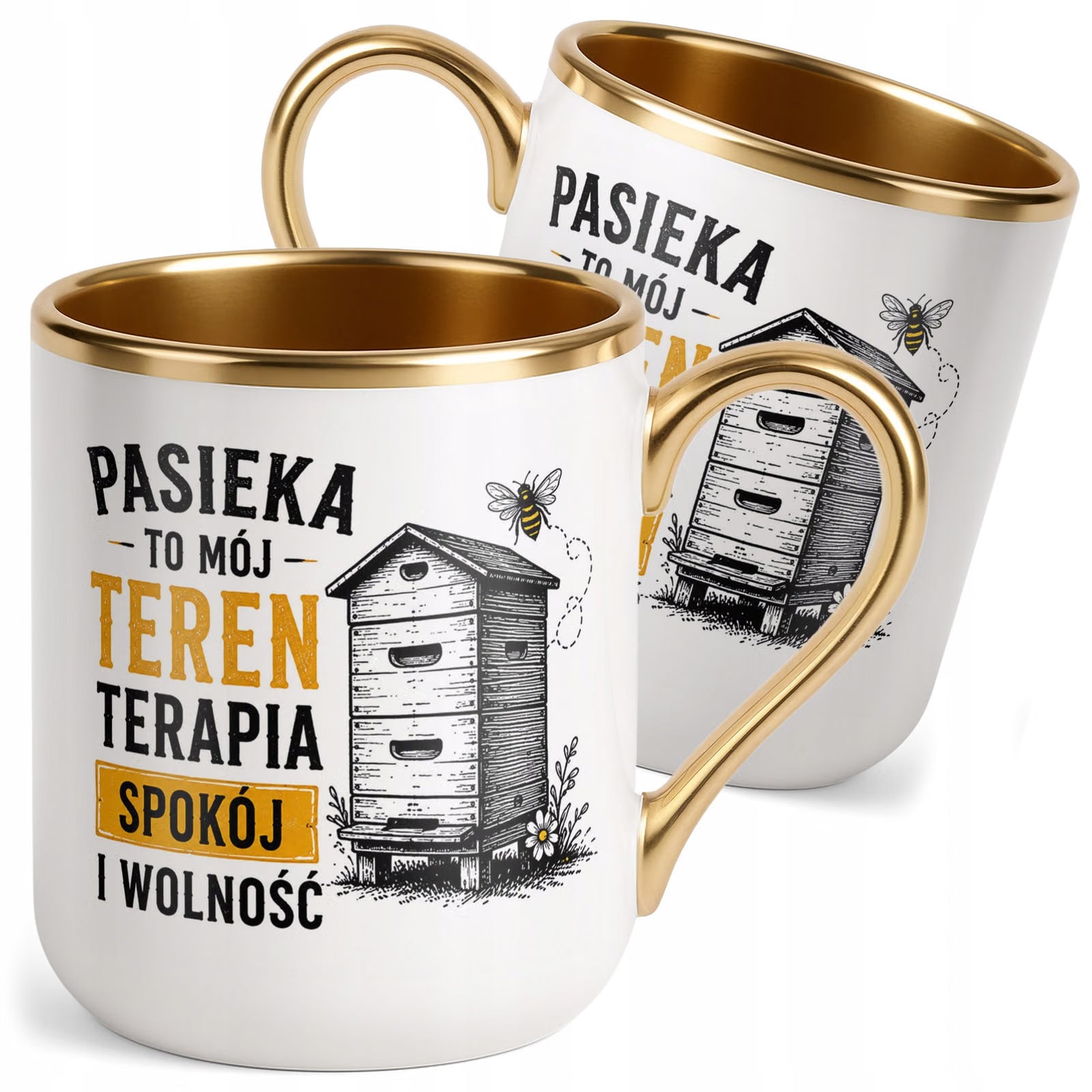 Kubek z nadrukiem Premium Złoty Dla Pszczelarza Szef Pasieki Prezent