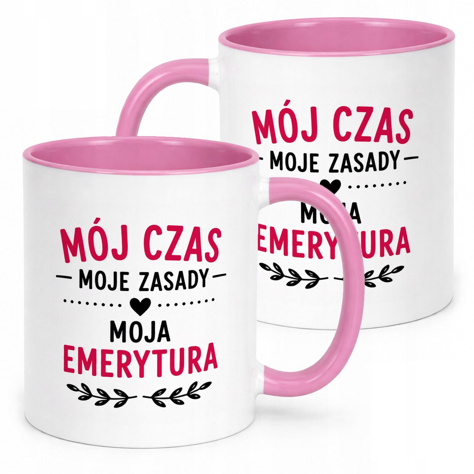 Kubek Różowy z nadrukiem Emerytura Dla Emerytki Upominek Prezent