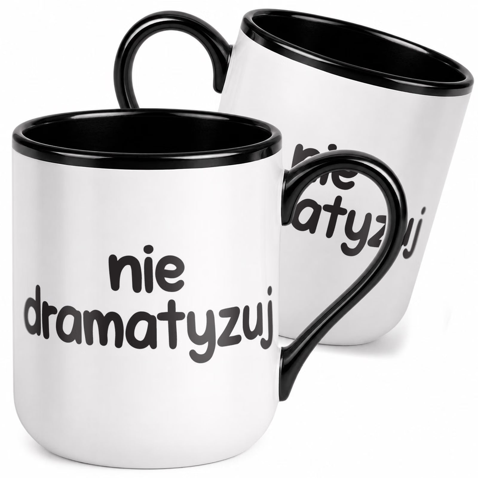 Kubek z nadrukiem Premium Czarny Nie Dramatyzuj Upominek Prezent