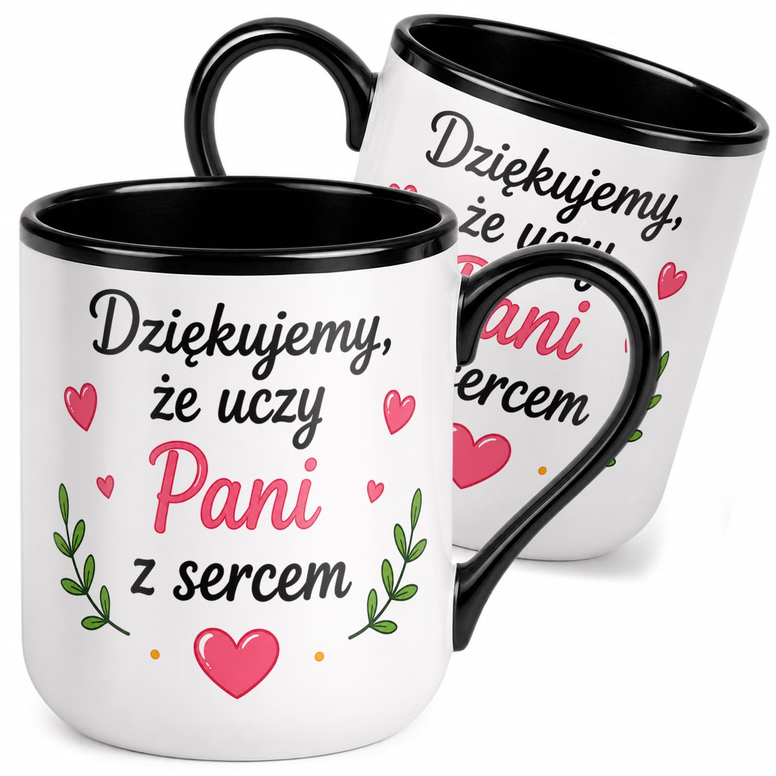 Kubek z nadrukiem Premium Czarny Dzień Nauczyciela Dla Nauczycielki Prezent