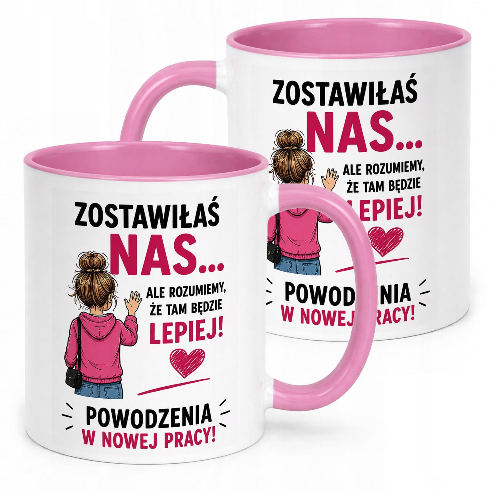 Kubek Różowy z nadrukiem Pożegnanie Odejście z Pracy Dla Koleżanki