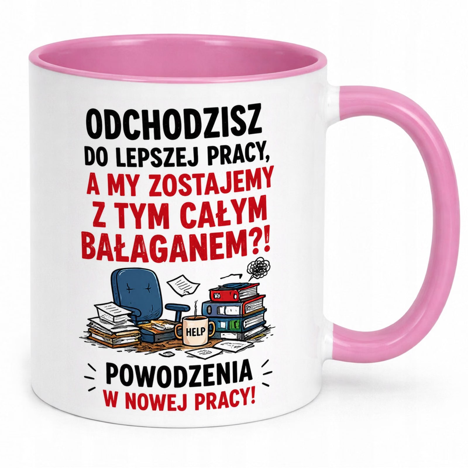 Kubek Różowy z nadrukiem Pożegnanie Odejście z Pracy Upominek Prezent