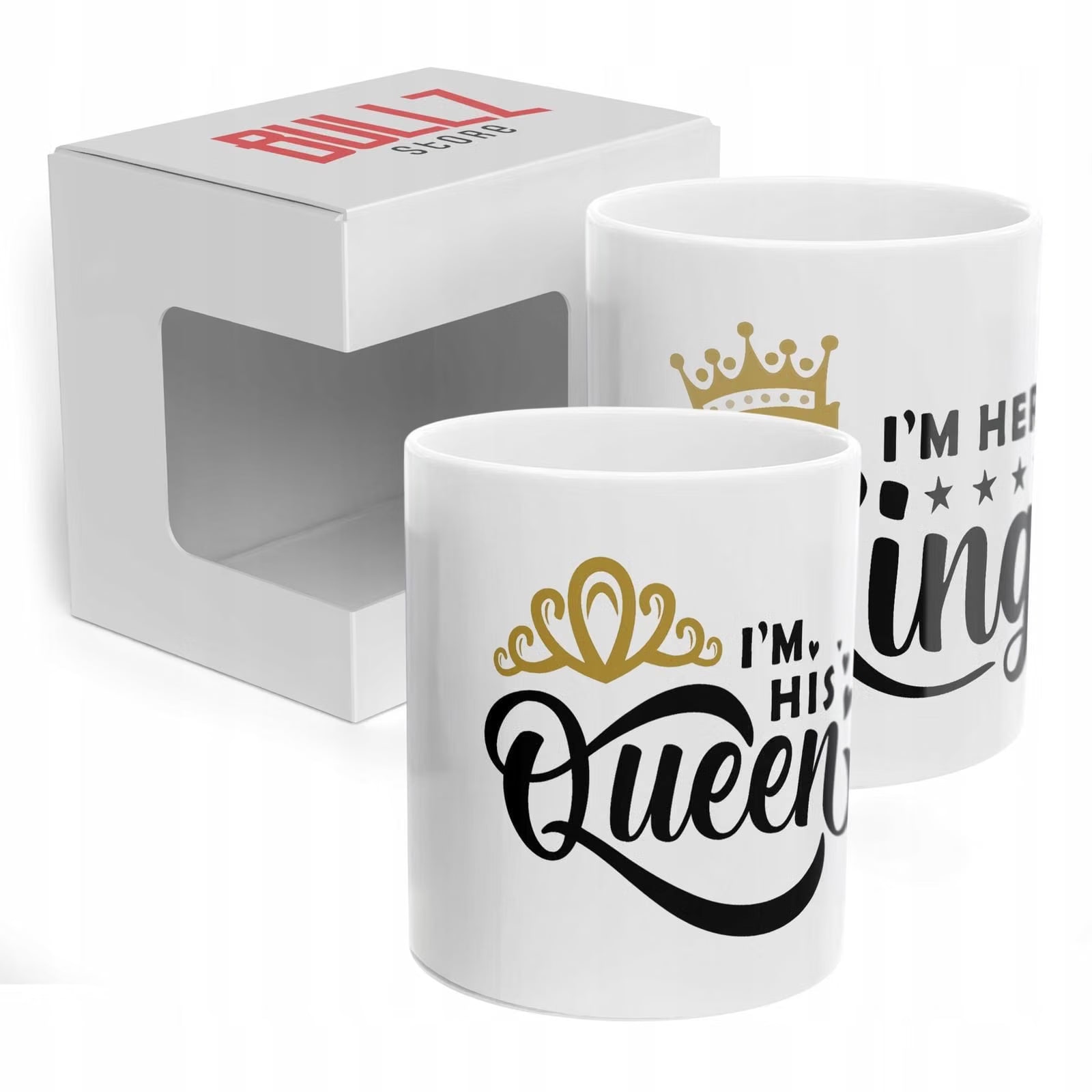 Zestaw kubków na Walentynki Queen & King Prezent Dla Pary Zakochanych