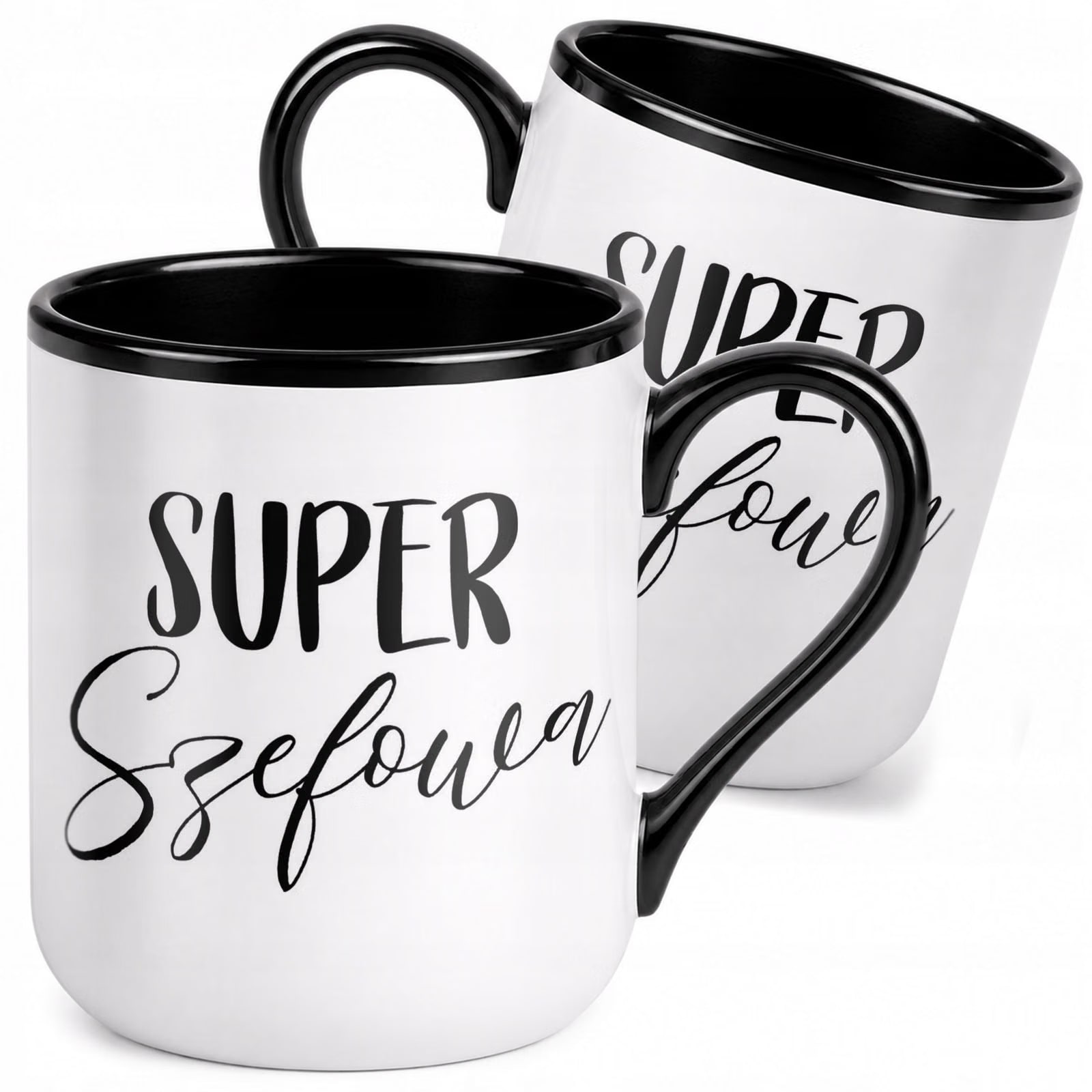 Kubek z nadrukiem Premium Czarny Dla Szefowej Super Szefowa Prezent