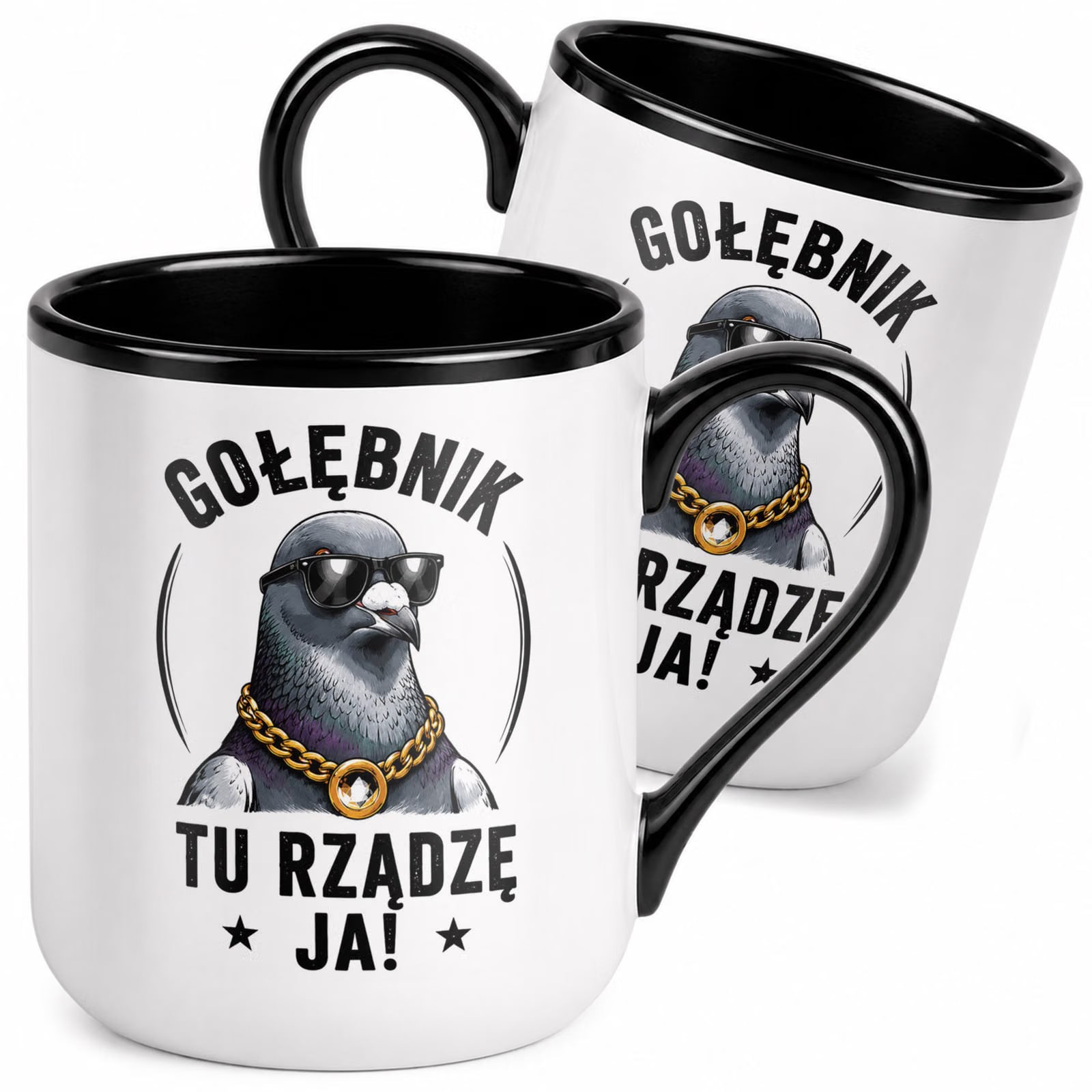 Kubek z nadrukiem Premium Czarny Dla Gołębiarza Hodowca Gołębi Prezent