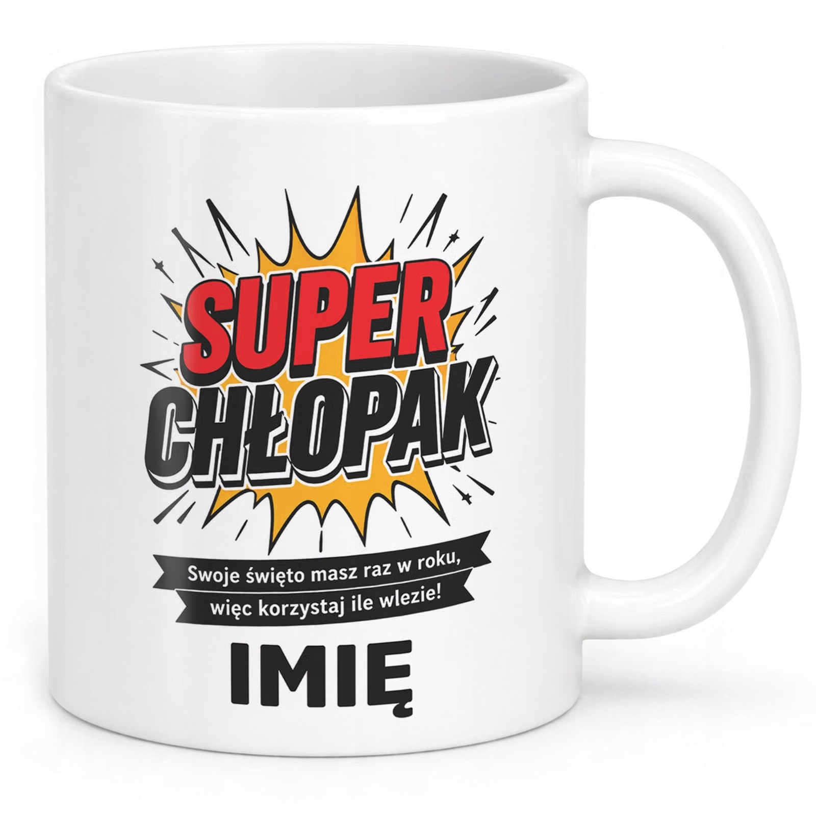 Biały Kubek personalizowany z nadrukiem Dzień Chłopaka Dla Mężczyzny