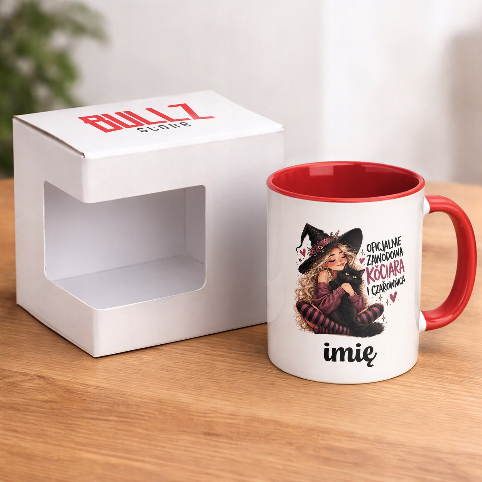 Kubek Czerwony Personalizowany z Nadrukiem Dla Kobiet Czarownica Wiedźma