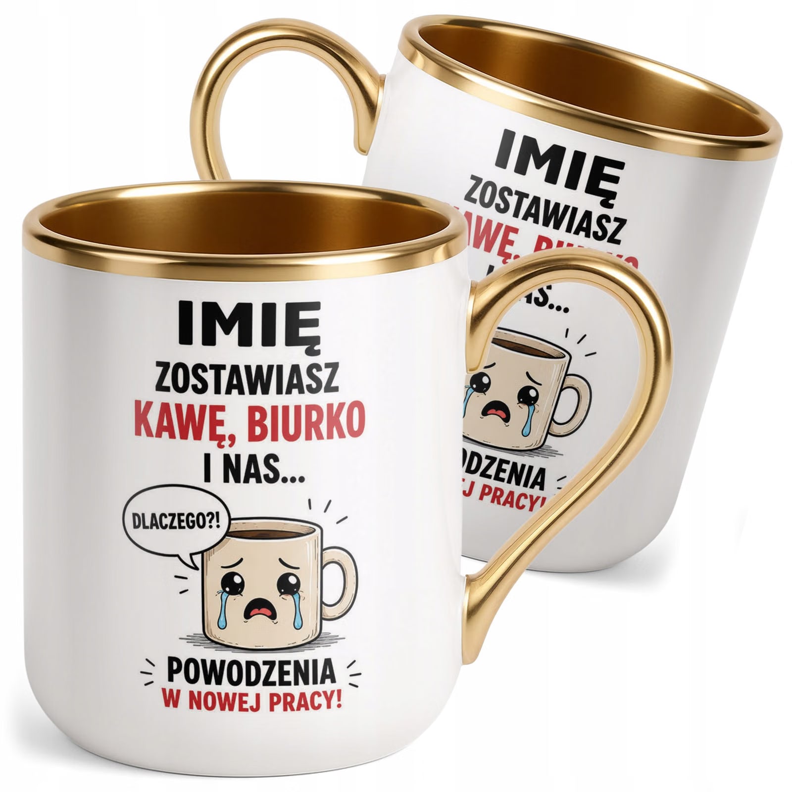 Kubek Personalizowany z nadrukiem Premium Złoty Odejście z Pracy