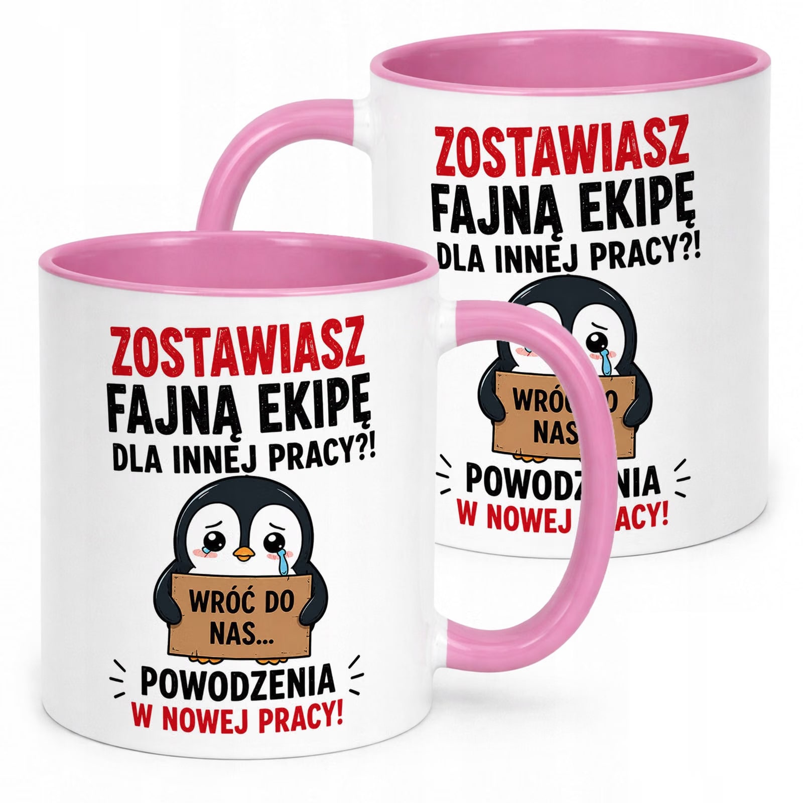 Kubek Różowy z nadrukiem Pożegnanie Odejście z Pracy Upominek Prezent