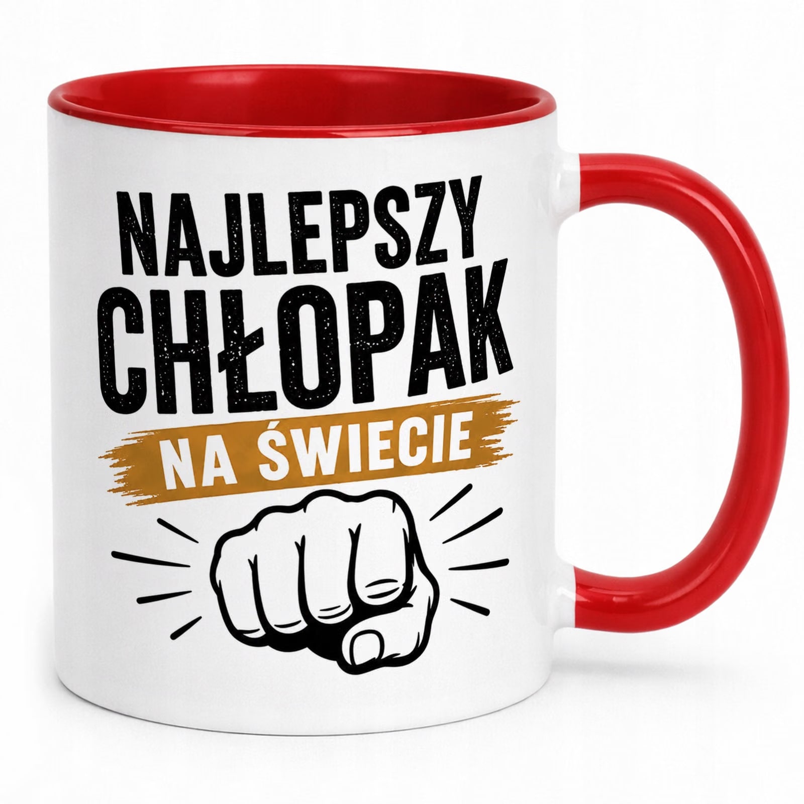 Czerwony Kubek z nadrukiem Dzień Chłopaka Mężczyzny Upominek Prezent