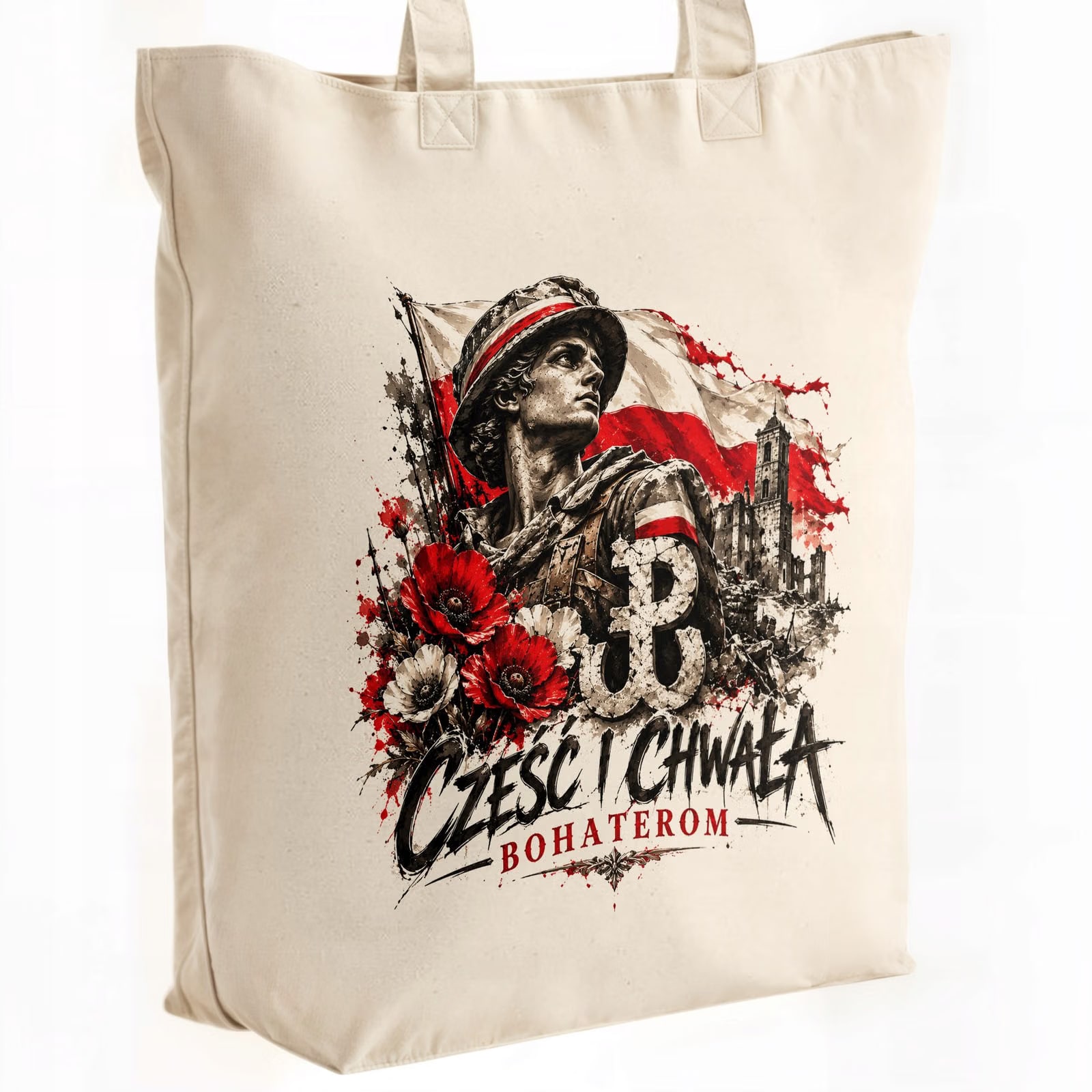 Torba shopper ecru premium patriotyczna święto niepodległości z nadrukiem