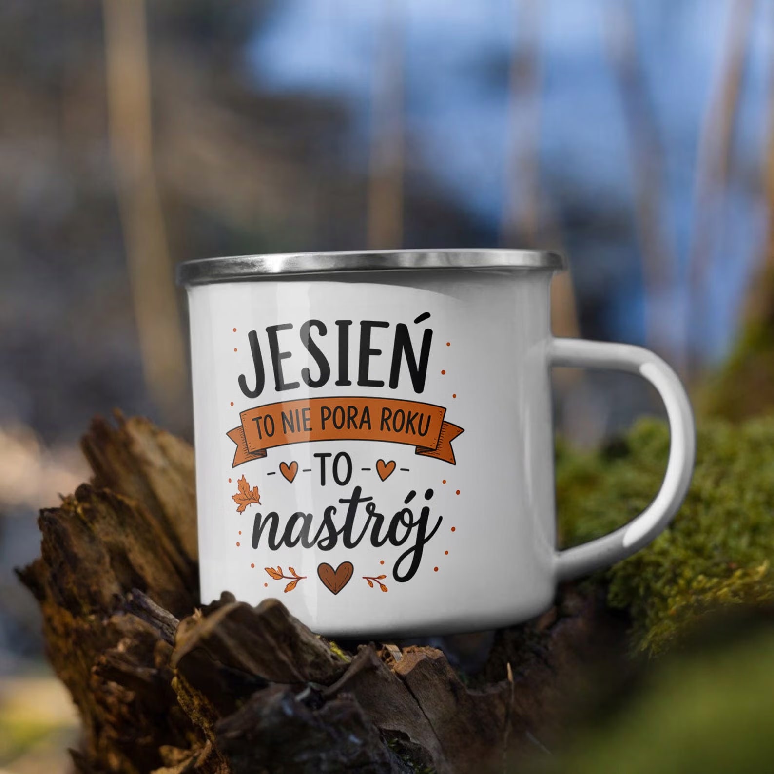 Zestaw Kubek Emaliowany Poduszka Jesień Jesienny Z Nadrukiem