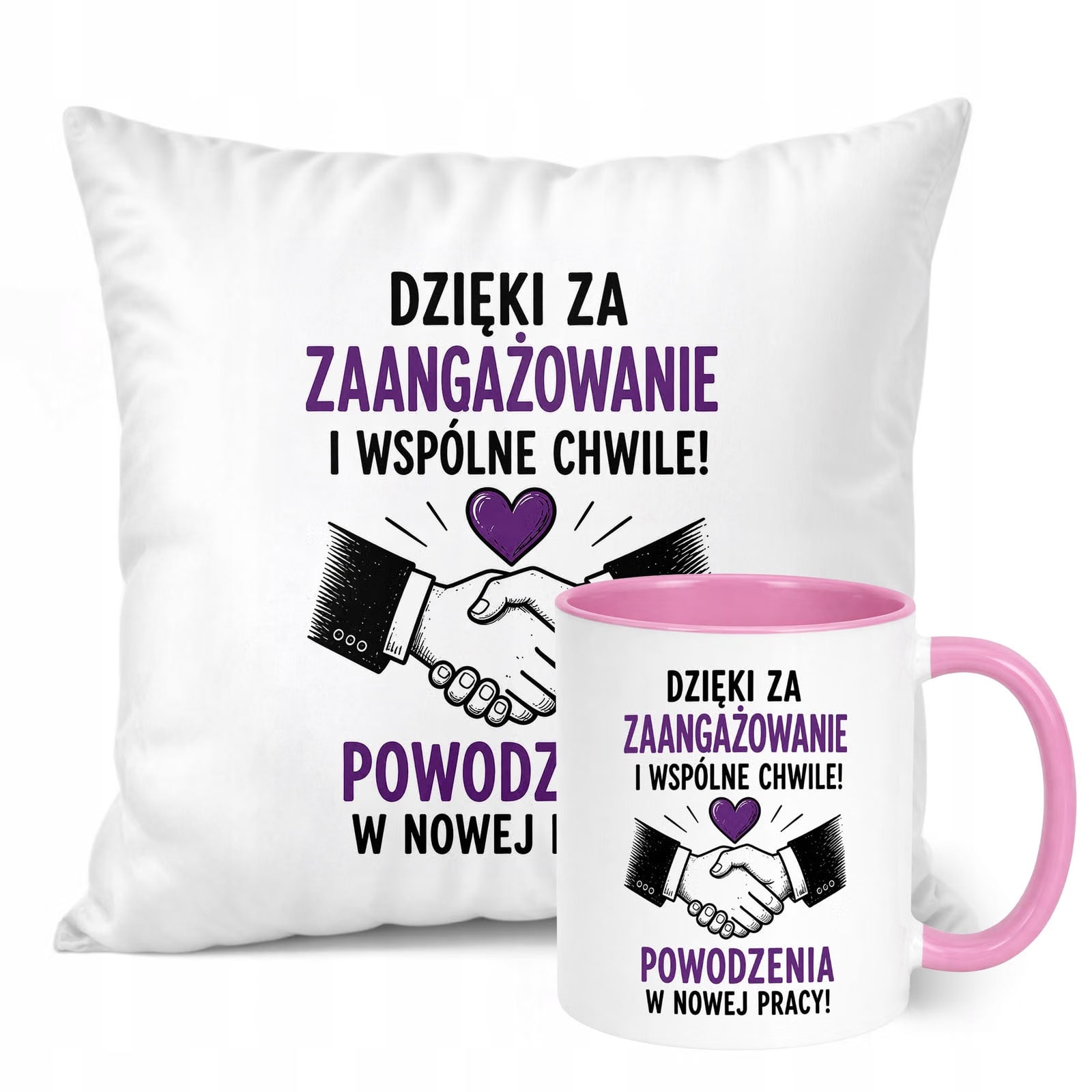 Zestaw Kubek Różowy Poduszka Z Nadrukiem Odejście z Pracy Prezent