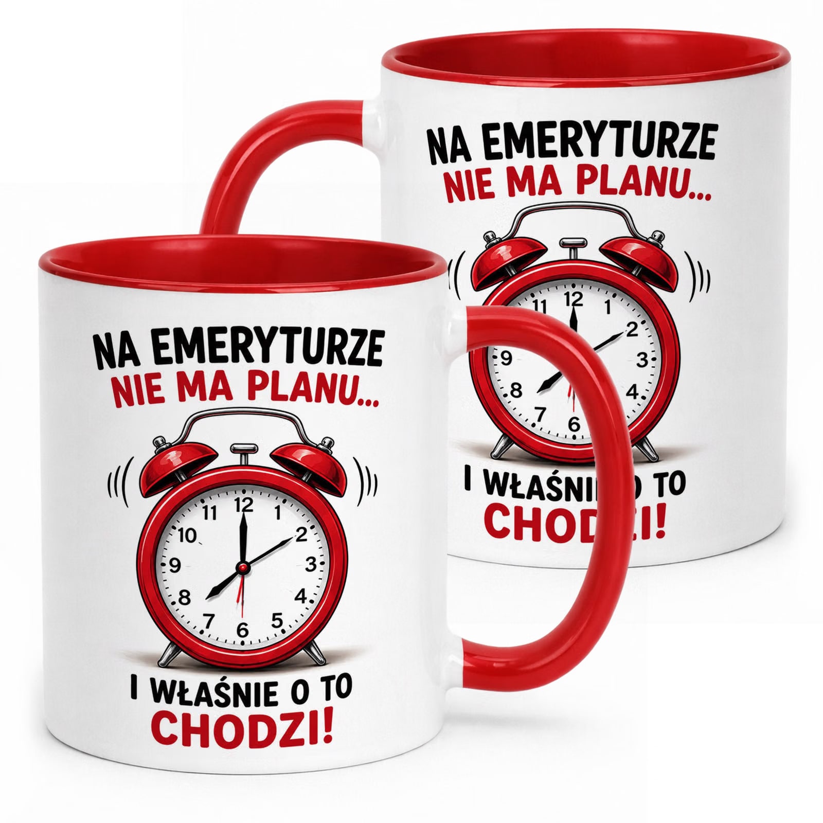 Kubek Czerwony z nadrukiem Emerytura Dla Emeryta Emerytki Upominek Prezent