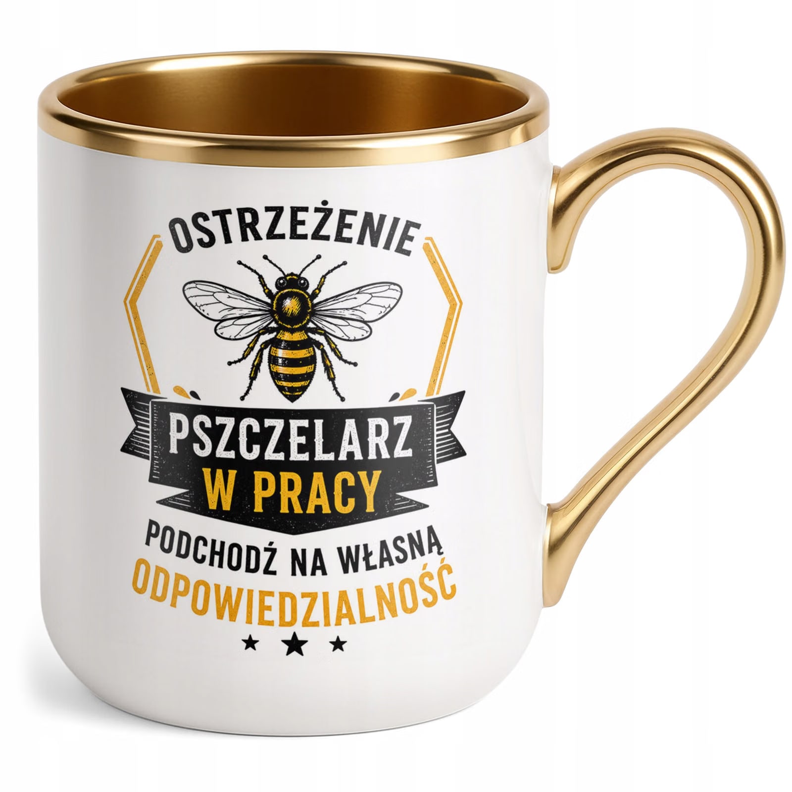 Kubek z nadrukiem Premium Złoty Dla Pszczelarza Szef Pasieki Prezent