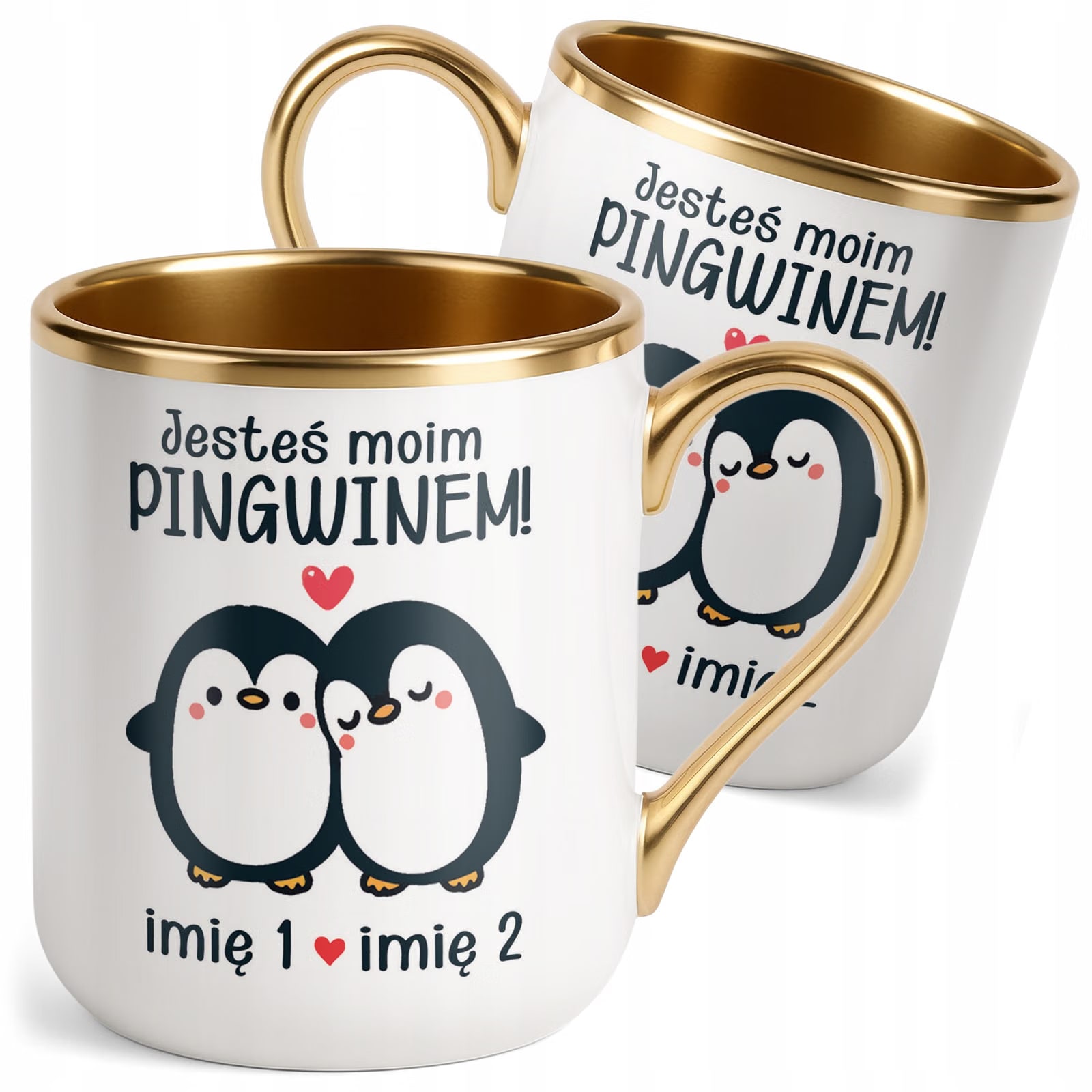Kubek Premium Złoty Personalizowany Na Walentynki Kocham Cię Prezent