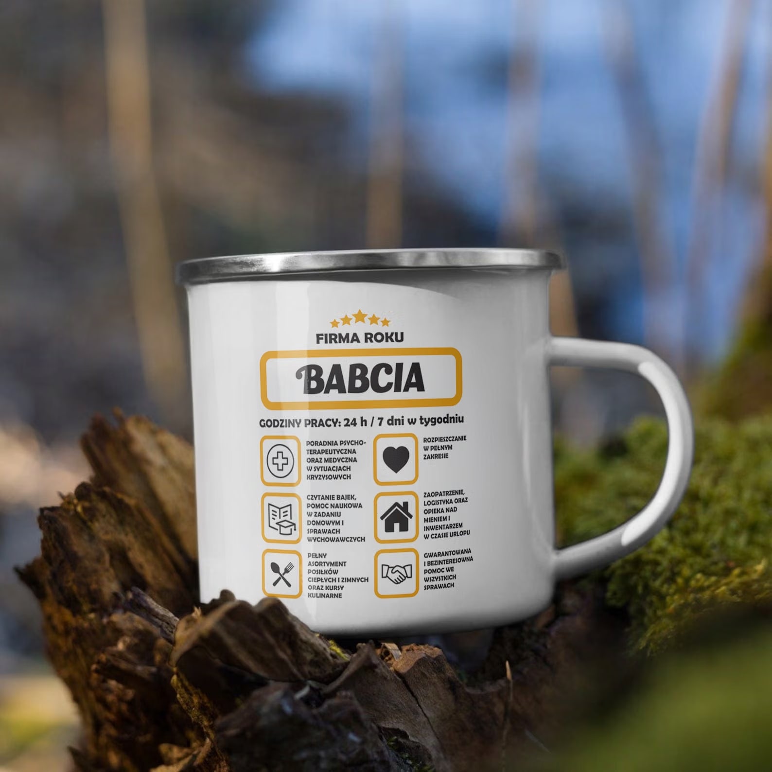 Emaliowany Kubek Garnuszek 300 ml Dzień Babci Prezent Firma Roku Babcia