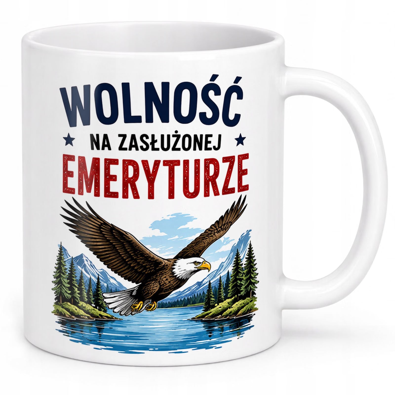 Biały Kubek z nadrukiem Emerytura Dla Emeryta Upominek Prezent