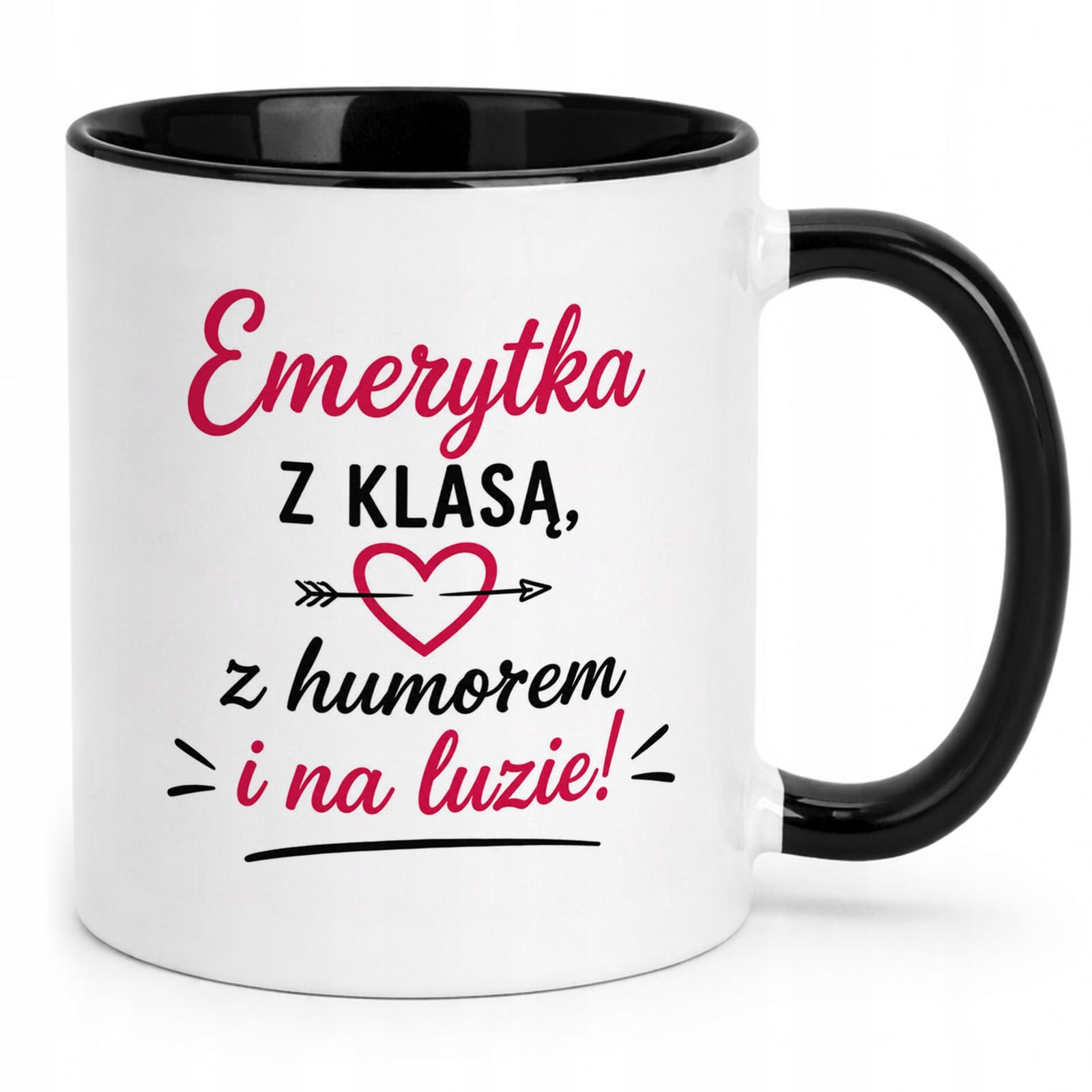 Kubek Czarny z nadrukiem Emerytura Dla Emerytki Upominek Prezent