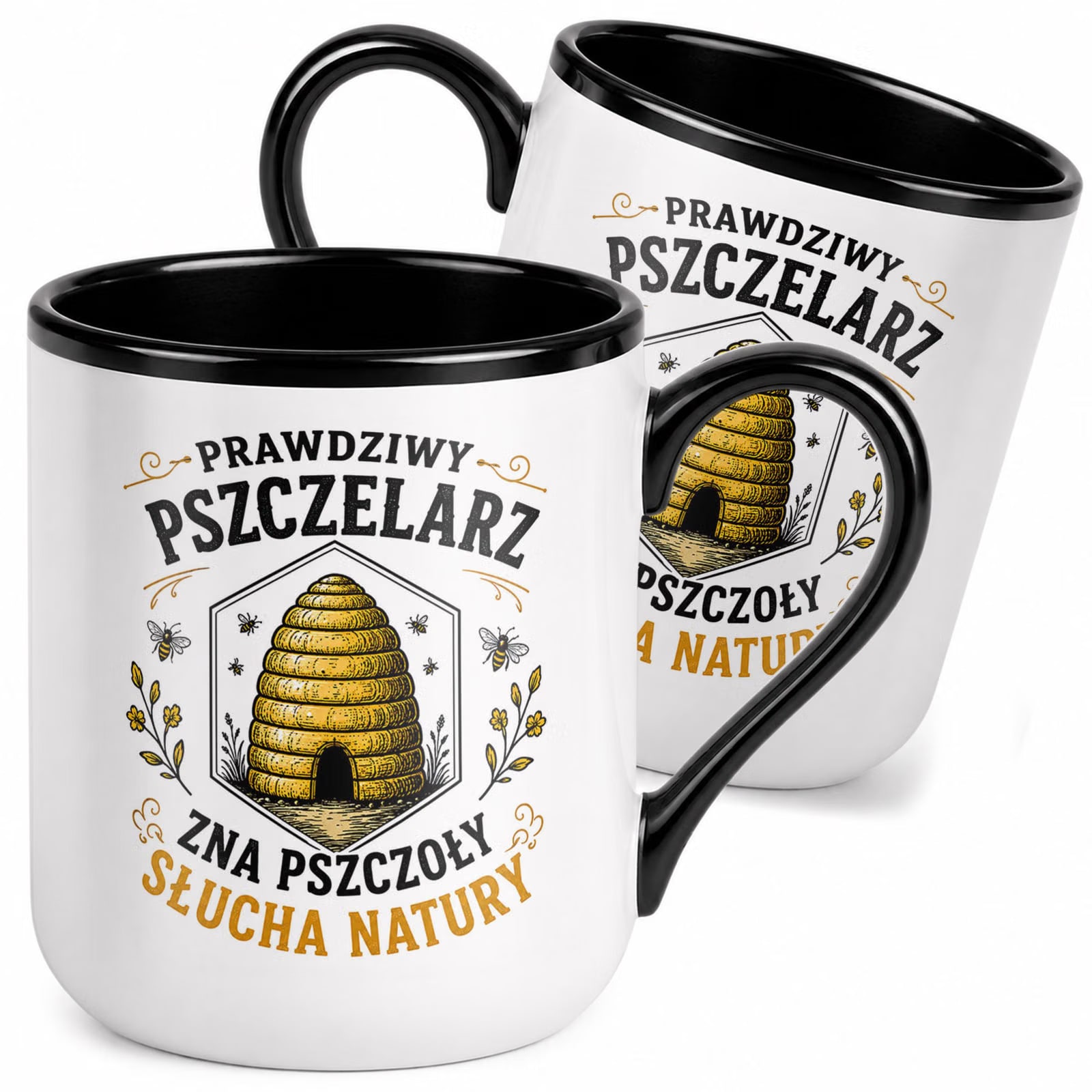 Kubek z nadrukiem Premium Czarny Dla Pszczelarza Szef Pasieki Prezent