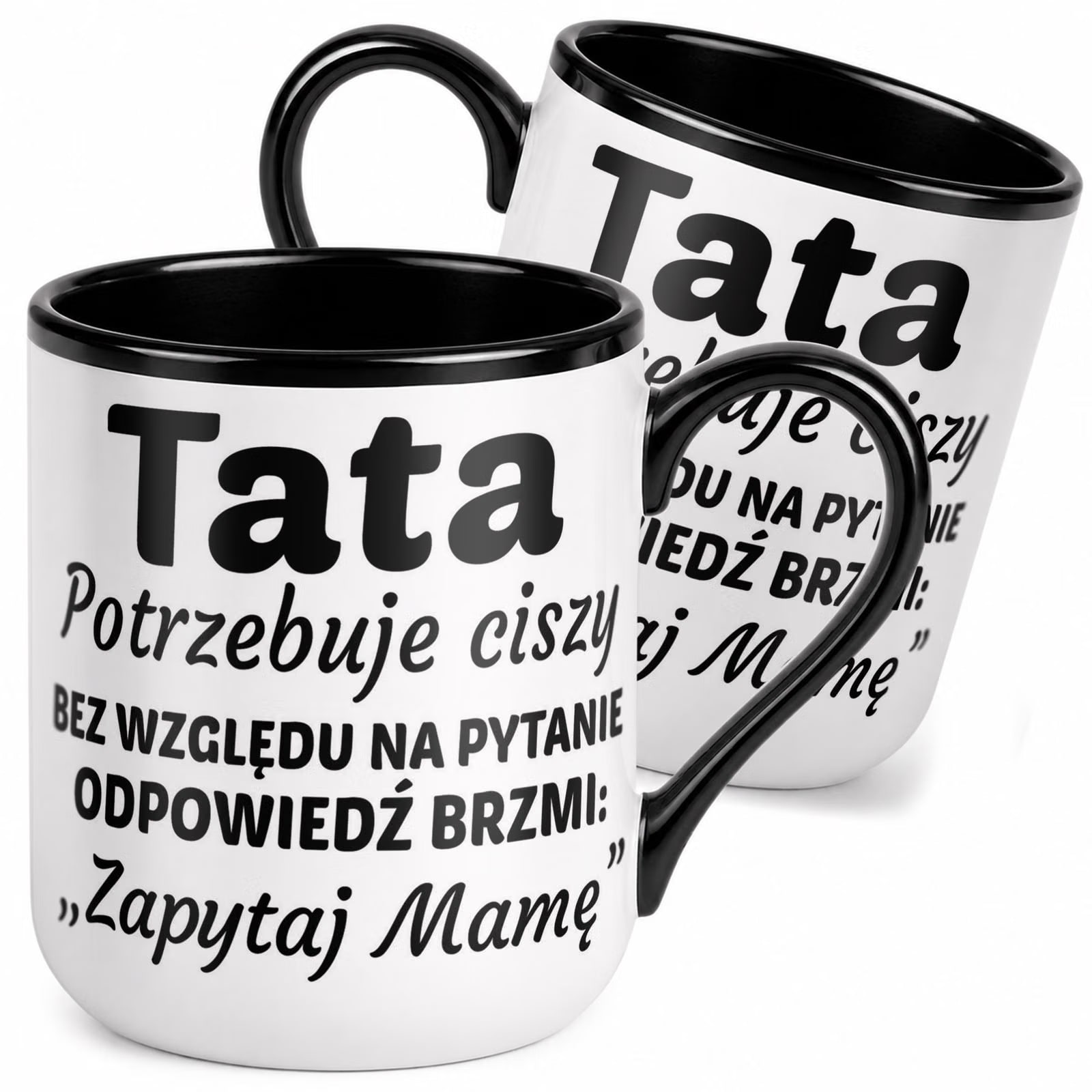 Kubek z nadrukiem Premium Czarny Dla Taty Dzień Ojca Upominek Prezent