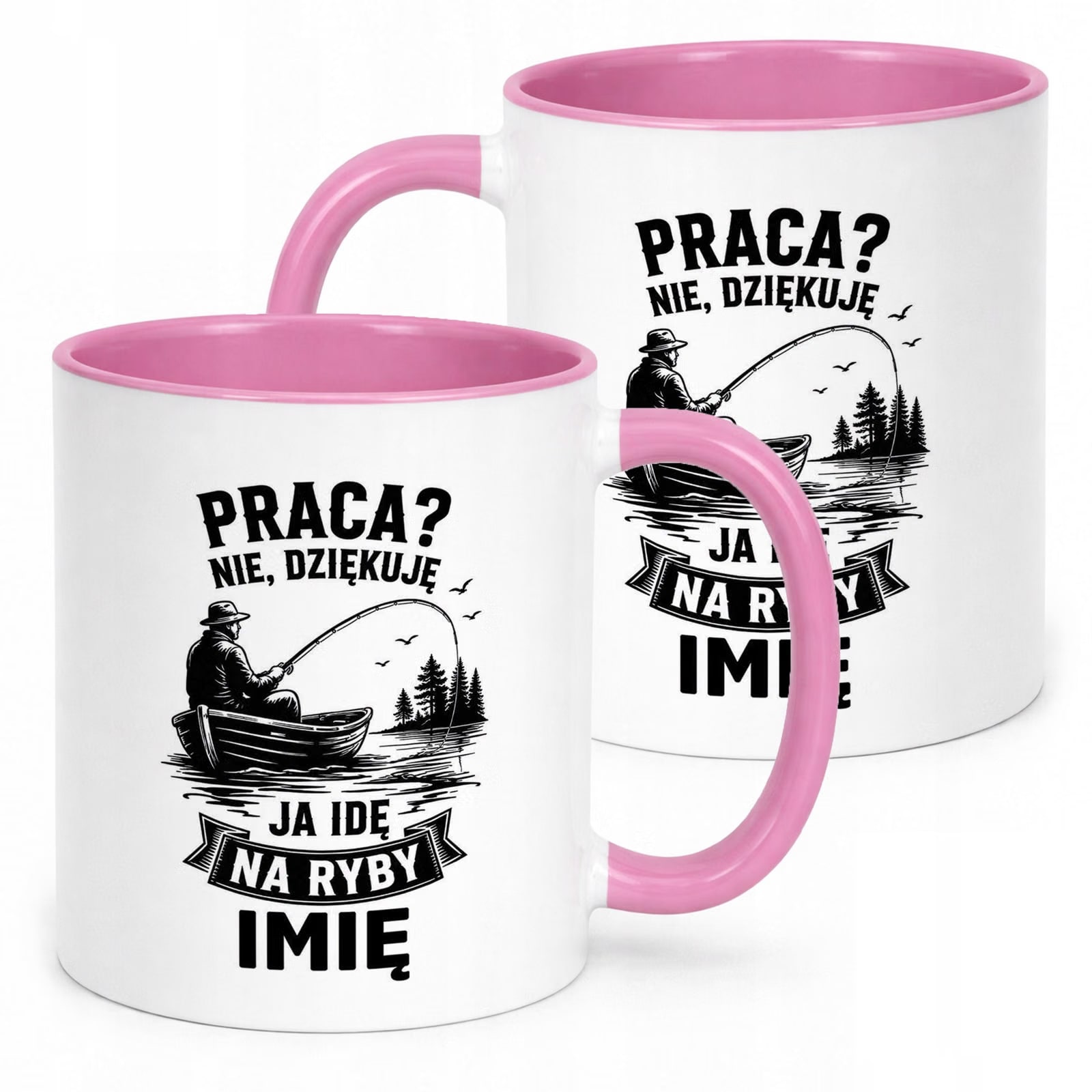 Różowy Kubek Personalizowany z nadrukiem Dla Wędkarza Upominek Prezent