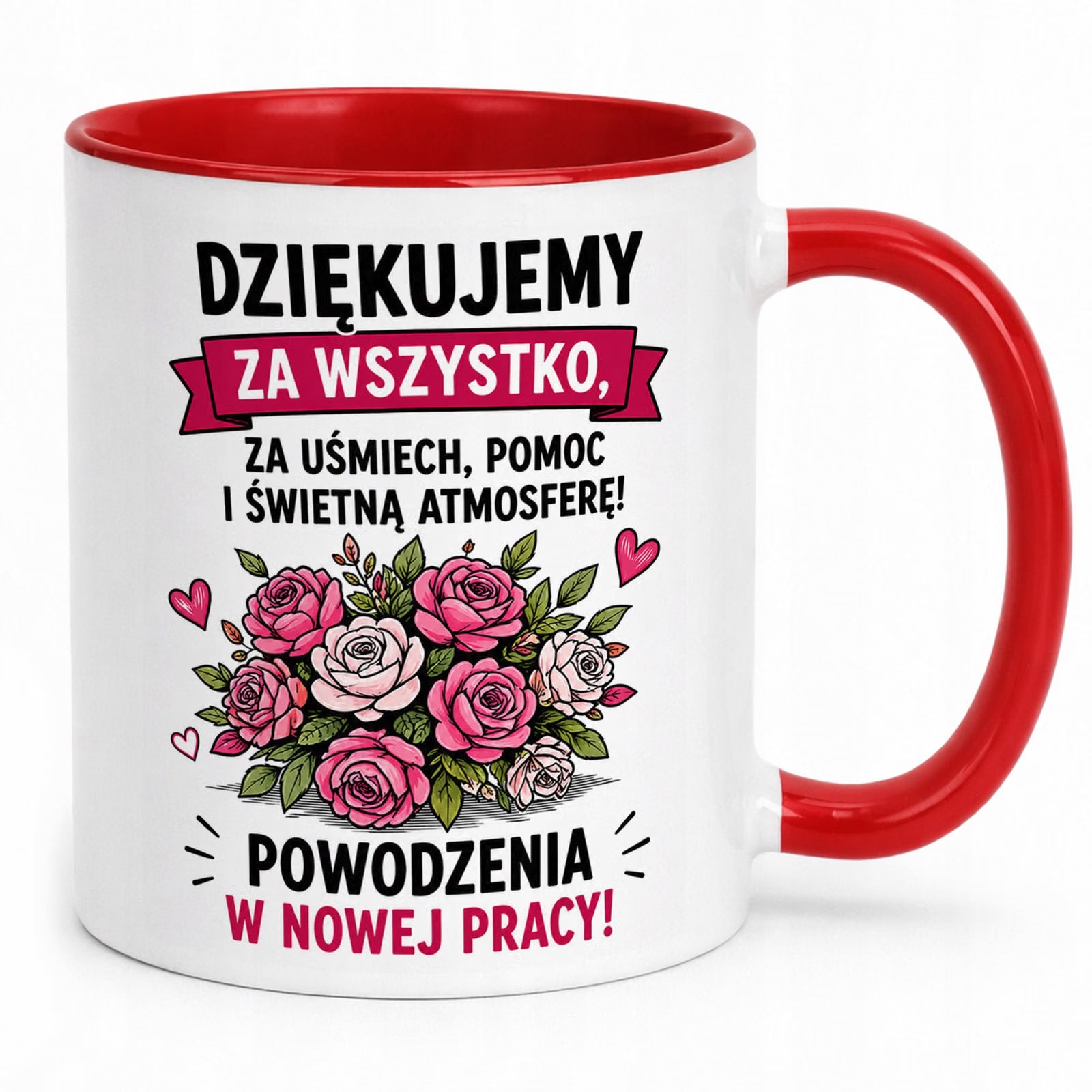 Kubek Czerwony z nadrukiem Pożegnanie Odejście z Pracy Dla Koleżanki