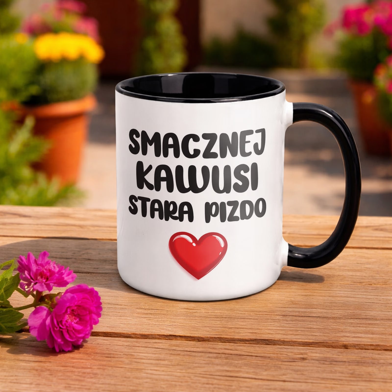 Kubek Czarny Smacznej Kawus Stara Piz*o Śmieszny Zabawny Prezent