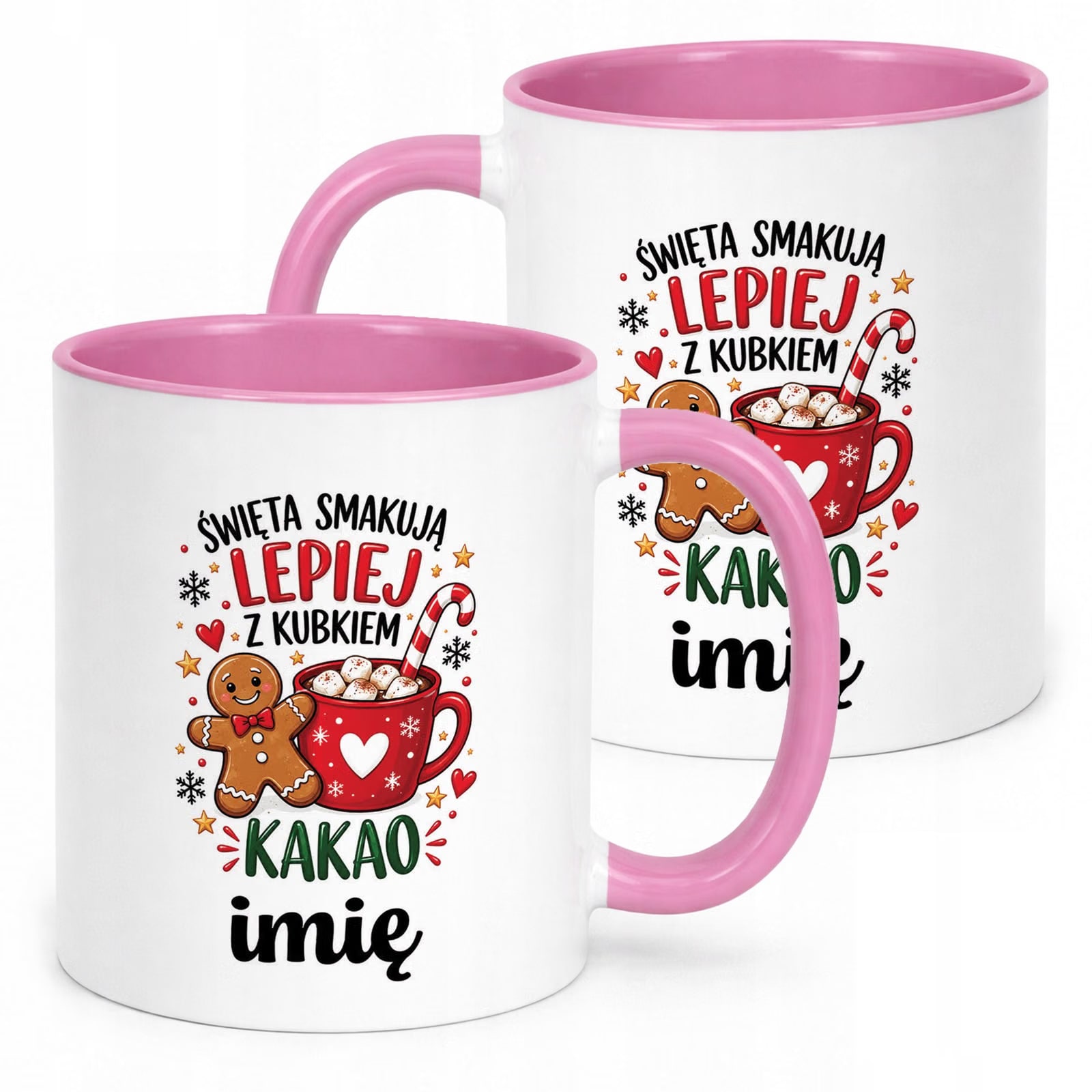 Kubek Różowy Personalizowany z Nadrukiem Boże Narodzenie Święta Prezent