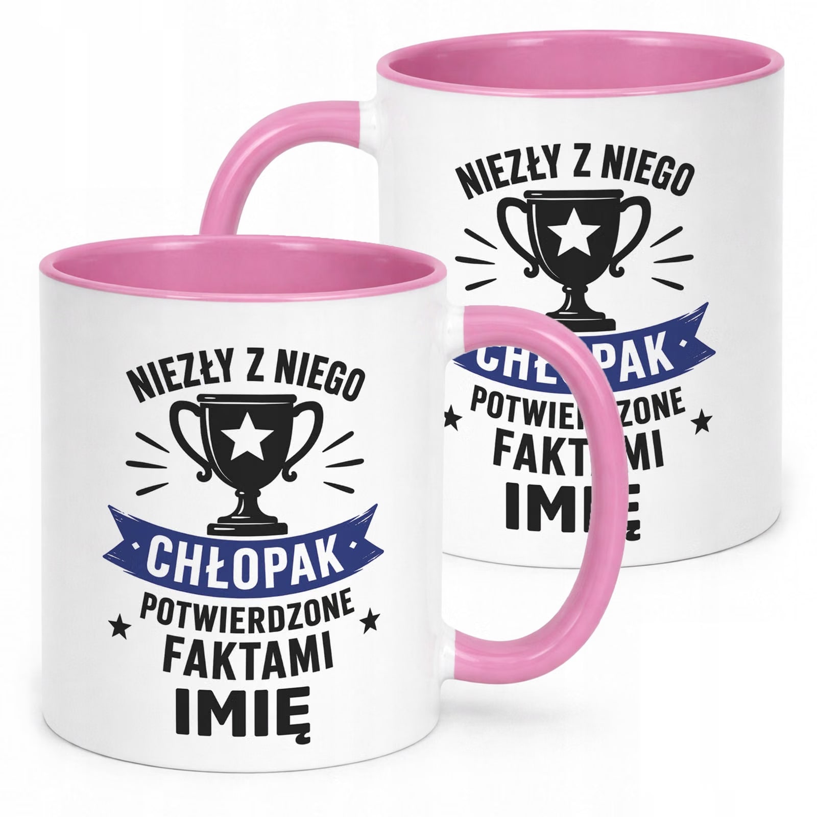 Różowy Kubek personalizowany z nadrukiem Dzień Chłopaka Mężczyzny Prezent