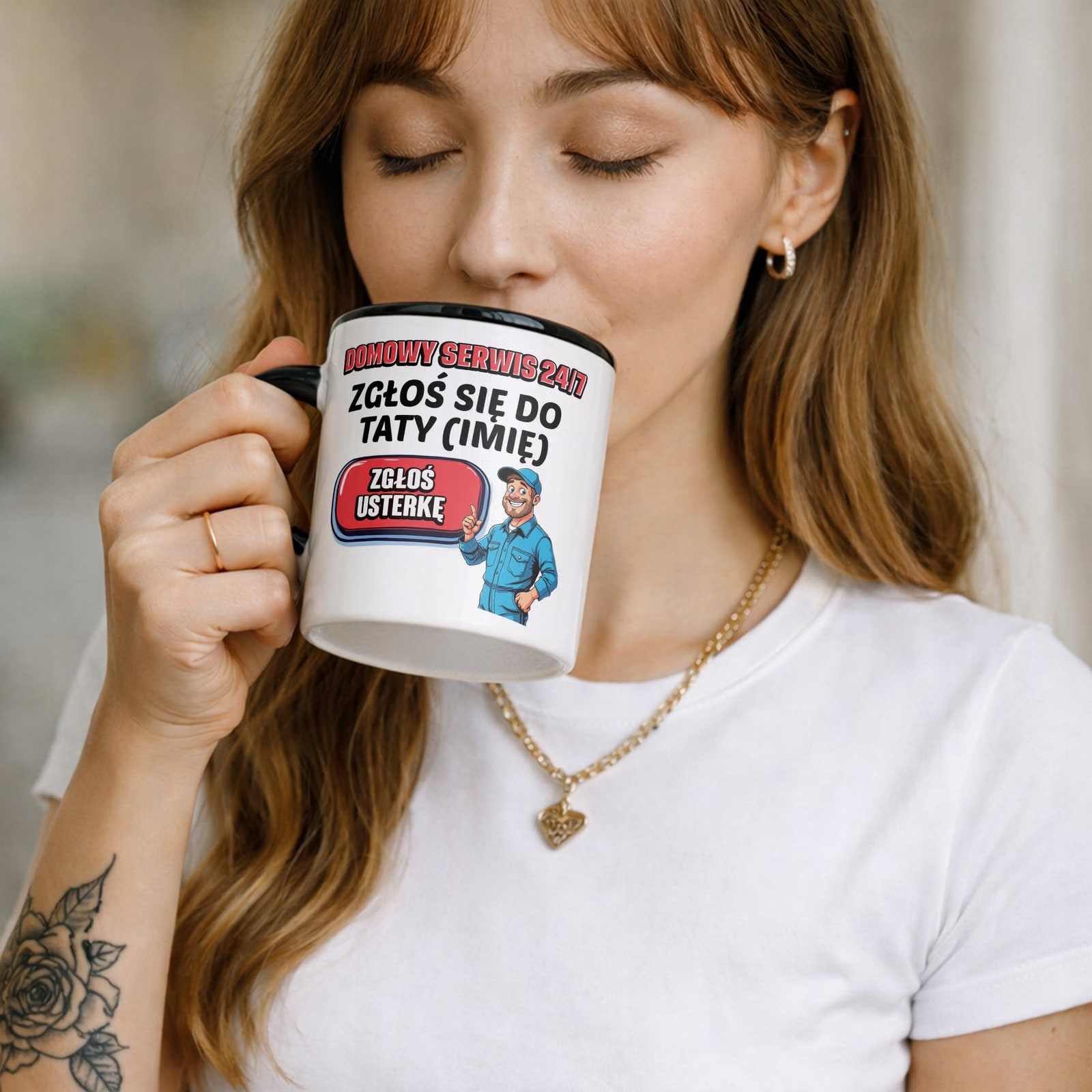 Kubek Czarny Personalizowany Dzień Ojca Zgłoś Się Do Taty Prezent