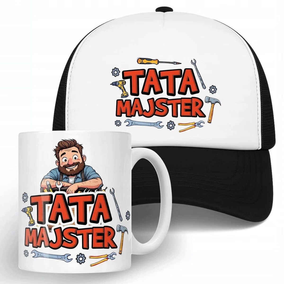 Zestaw Kubek + Czapka z daszkiem Dzień Ojca Dla Taty Tata Majster Prezent