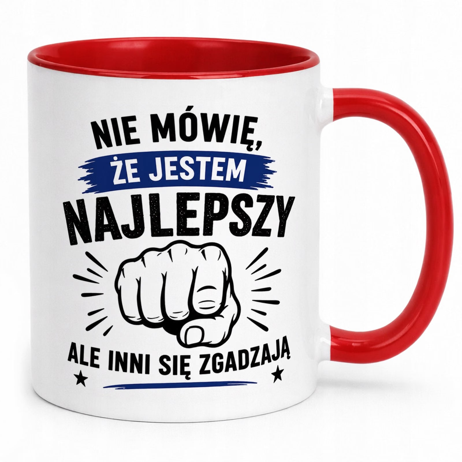 Czerwony Kubek z nadrukiem Dzień Chłopaka Mężczyzny Upominek Prezent