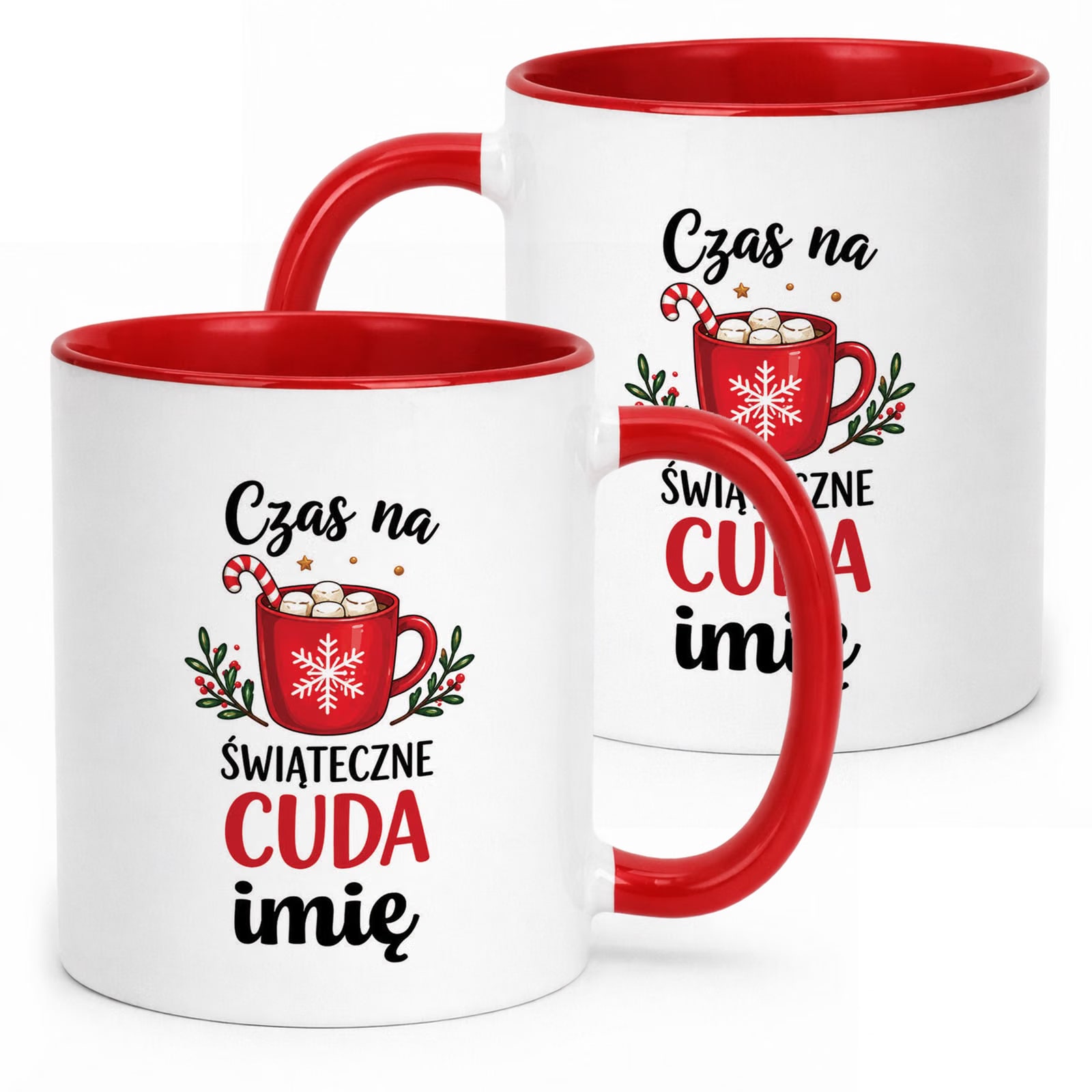 Kubek Czerwony Personalizowany z Nadrukiem Boże Narodzenie Święta Prezent