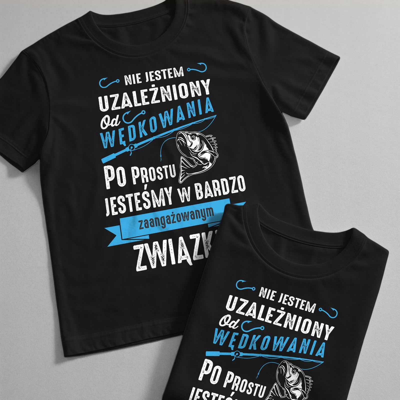 Koszulka czarna męska Dla Wędkarza Wędkowanie Ryby Prezent r. 3XL
