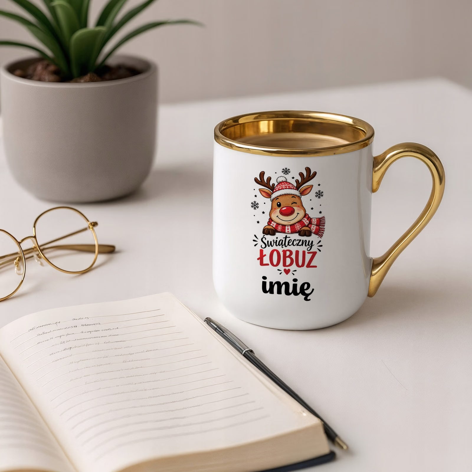 Kubek Personalizowany Premium Złoty Boże Narodzenie Święta Prezent