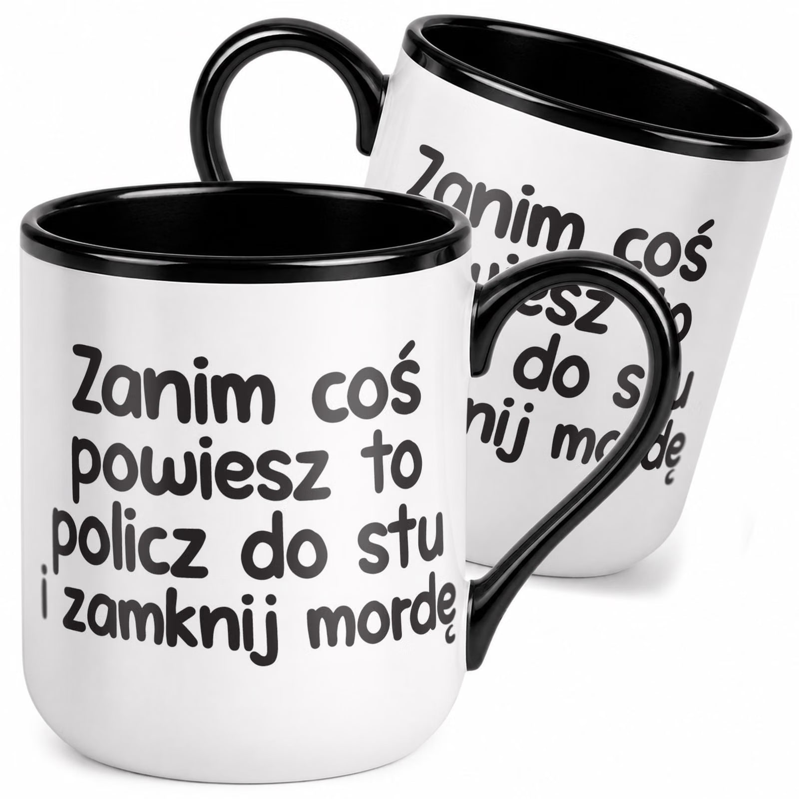 Kubek z nadrukiem Premium Czarny Policz Do Stu Upominek Prezent